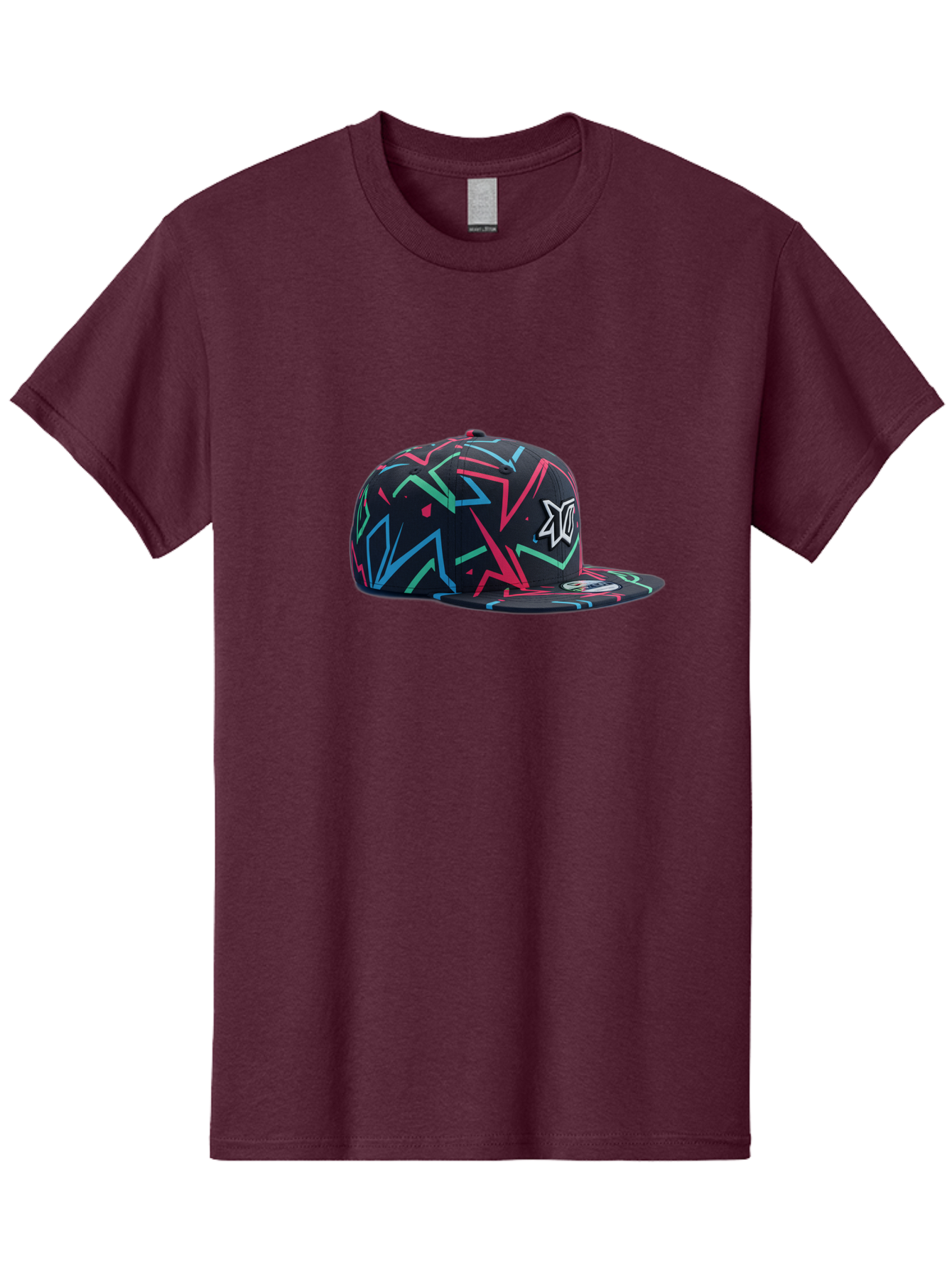 Dc-Hat Men'S Graphic Tee, 100% Cotton, Comfortable Casual Summer Wear, Machine Washable, Dc Hat, Snapback Cap, Graffiti Design, Streetwear Fashion, Urban Style, Neon Colors, Bold Graphics, Skateboarding Apparel, Dc Logo Bac981