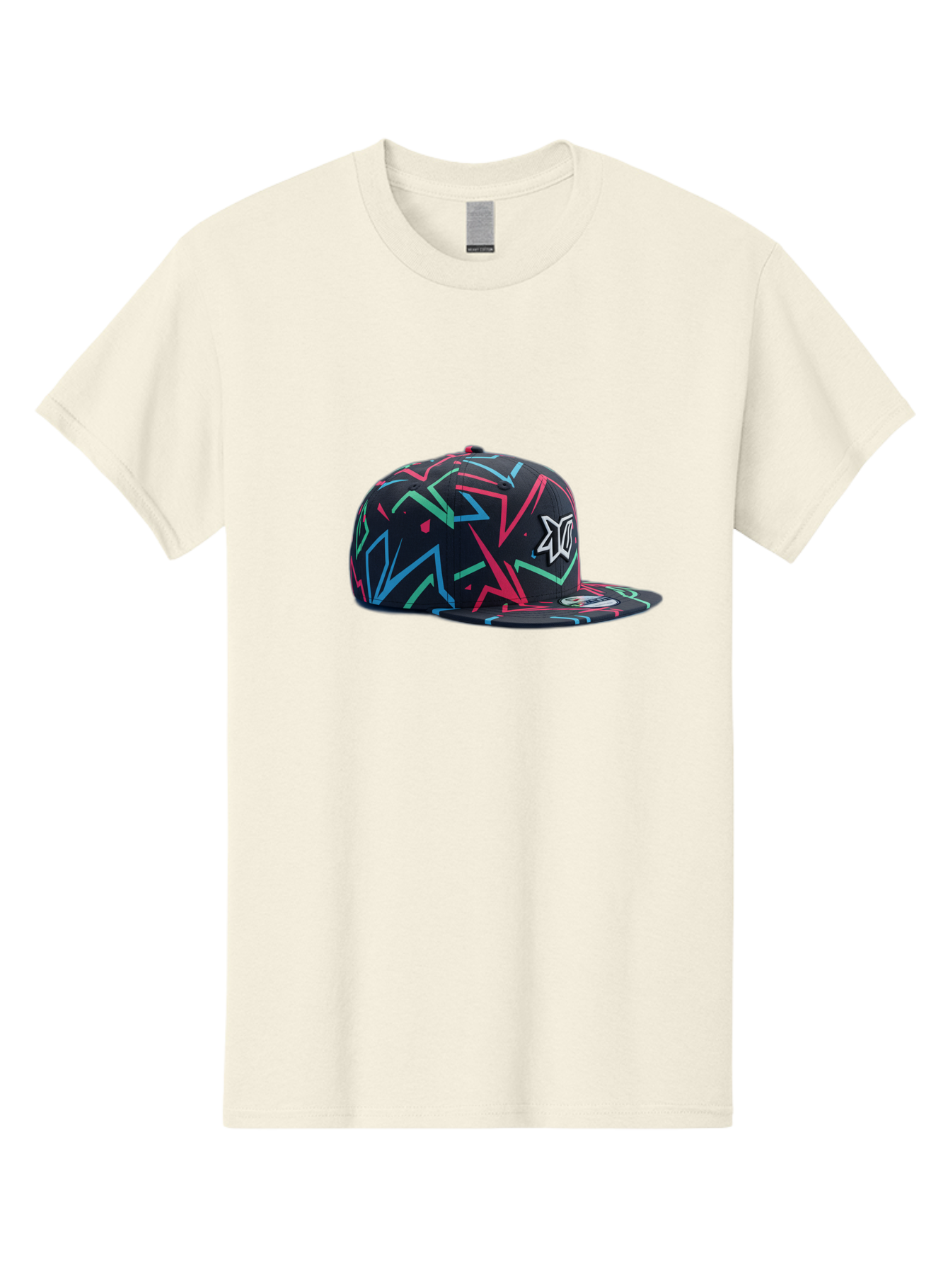 Dc-Hat Men'S Graphic Tee, 100% Cotton, Comfortable Casual Summer Wear, Machine Washable, Dc Hat, Snapback Cap, Graffiti Design, Streetwear Fashion, Urban Style, Neon Colors, Bold Graphics, Skateboarding Apparel, Dc Logo Bac981