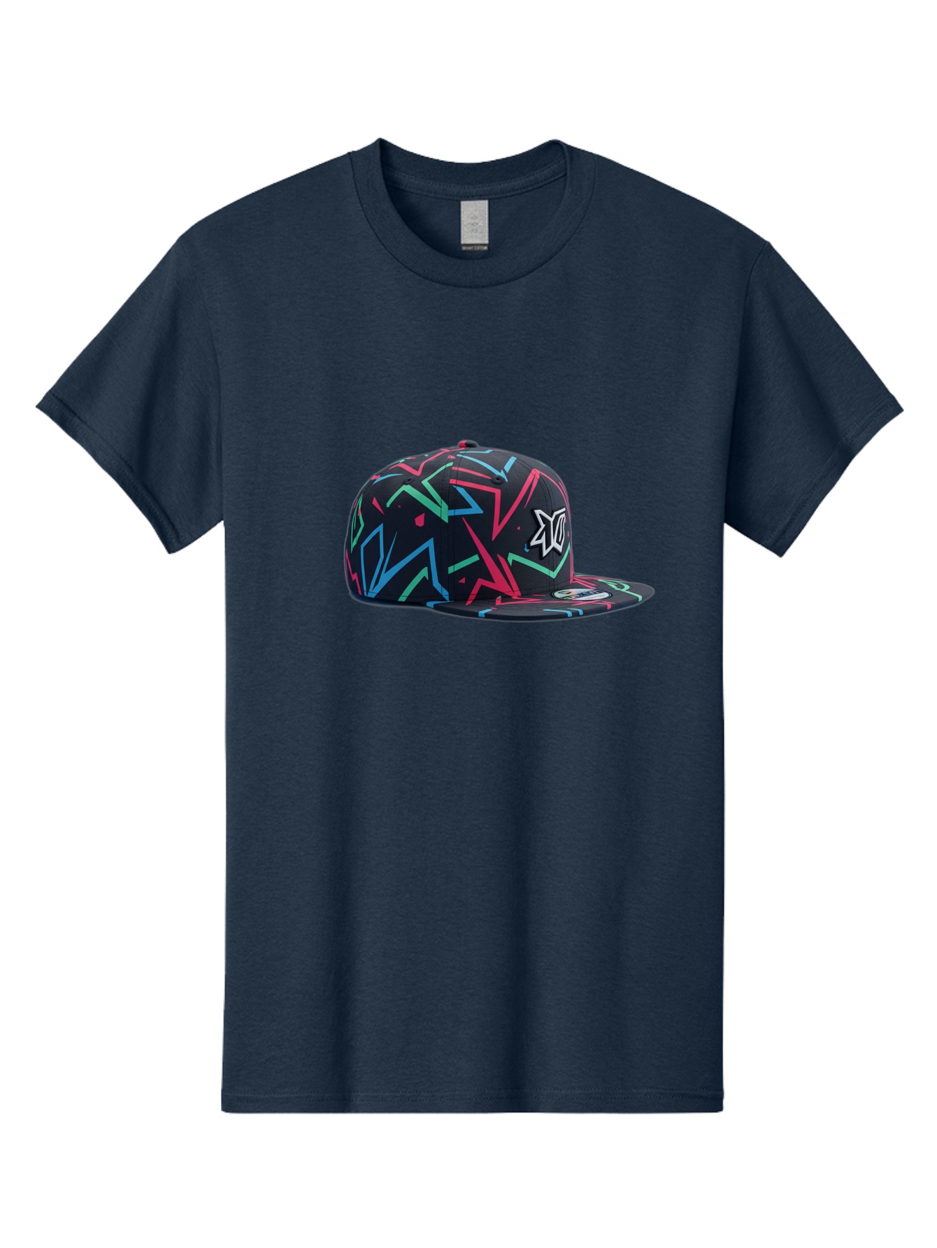 Dc-Hat Men'S Graphic Tee, 100% Cotton, Comfortable Casual Summer Wear, Machine Washable, Dc Hat, Snapback Cap, Graffiti Design, Streetwear Fashion, Urban Style, Neon Colors, Bold Graphics, Skateboarding Apparel, Dc Logo Bac981