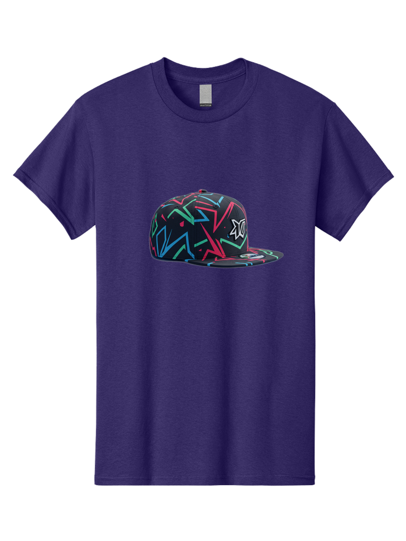 Dc-Hat Men'S Graphic Tee, 100% Cotton, Comfortable Casual Summer Wear, Machine Washable, Dc Hat, Snapback Cap, Graffiti Design, Streetwear Fashion, Urban Style, Neon Colors, Bold Graphics, Skateboarding Apparel, Dc Logo Bac981