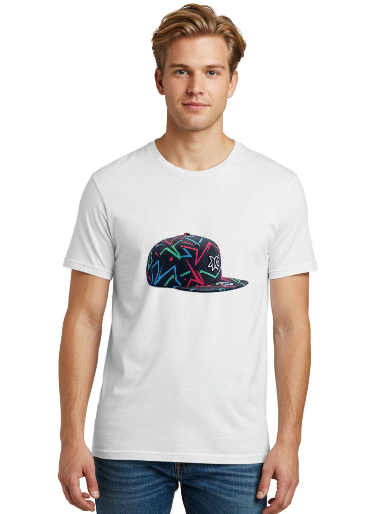 Dc-Hat Men'S Graphic Tee, 100% Cotton, Comfortable Casual Summer Wear, Machine Washable, Dc Hat, Snapback Cap, Graffiti Design, Streetwear Fashion, Urban Style, Neon Colors, Bold Graphics, Skateboarding Apparel, Dc Logo Bac981