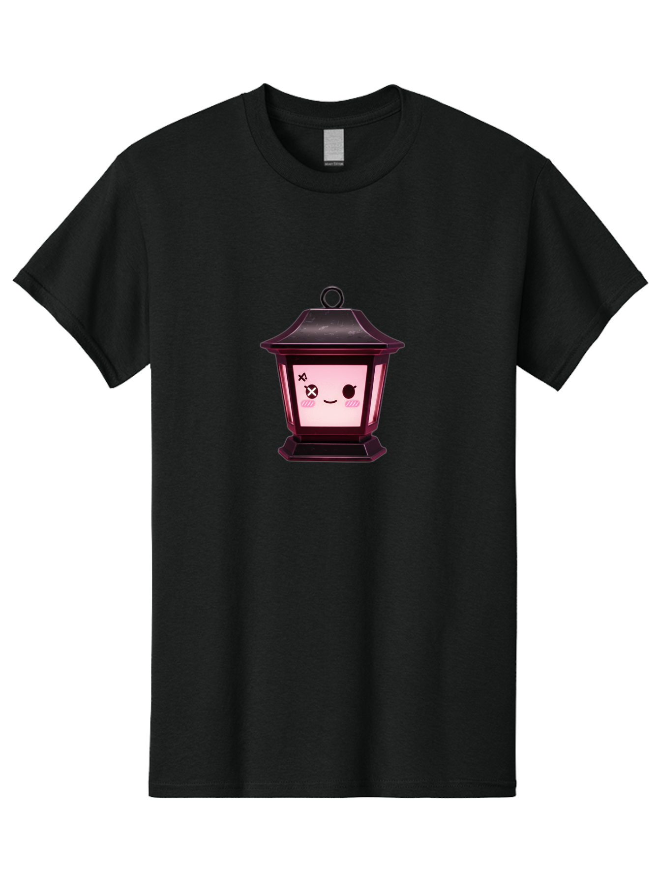 Dead-Eye-Lantern Men'S Graphic Tee, 100% Cotton, Comfortable Casual Summer Wear, Machine Washable, Kawaii Lantern, Anime Style, Dead Eye, Smiling Face, Pink Cheeks, Cute Design, Cartoonish, Quirky Character, Pink Glow, Unique Expression, Bac982