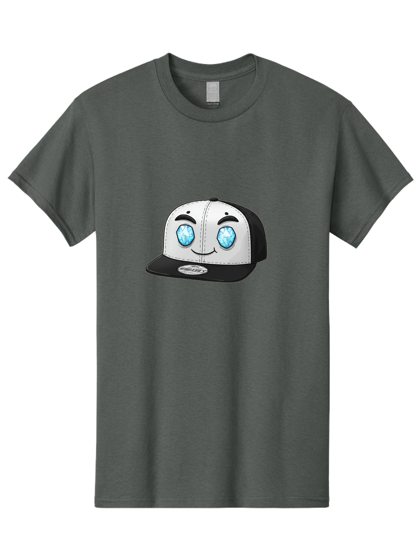 Diamond-Eyes-Cap Men'S Graphic Tee, 100% Cotton, Comfortable Casual Summer Wear, Machine Washable, Cartoon Hat, Black And White Cap, Diamond Eyes, Smiling Face, Streetwear Fashion, Urban Style, Cool Accessories, Trendy Clothing Bac998