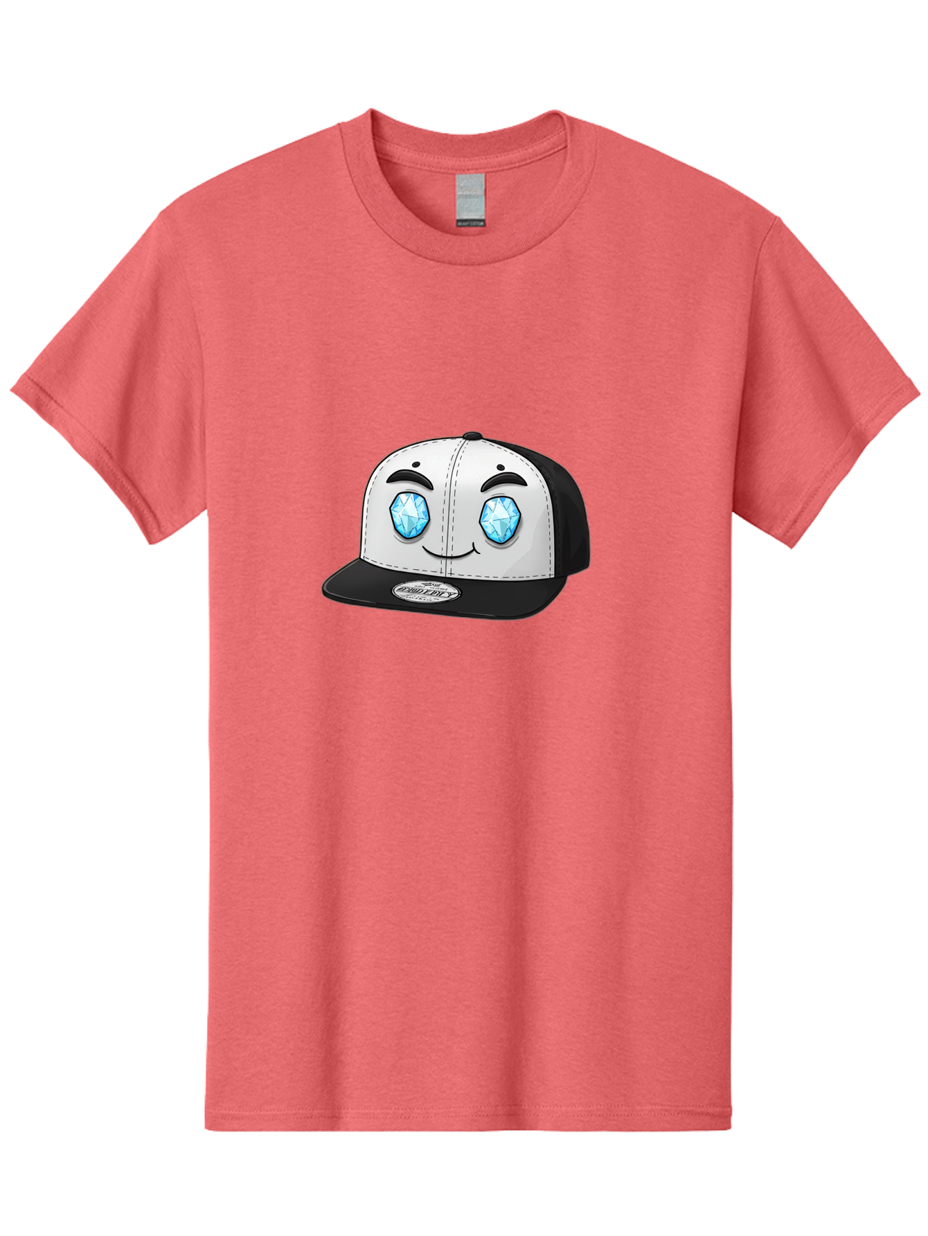 Diamond-Eyes-Cap Men'S Graphic Tee, 100% Cotton, Comfortable Casual Summer Wear, Machine Washable, Cartoon Hat, Black And White Cap, Diamond Eyes, Smiling Face, Streetwear Fashion, Urban Style, Cool Accessories, Trendy Clothing Bac998