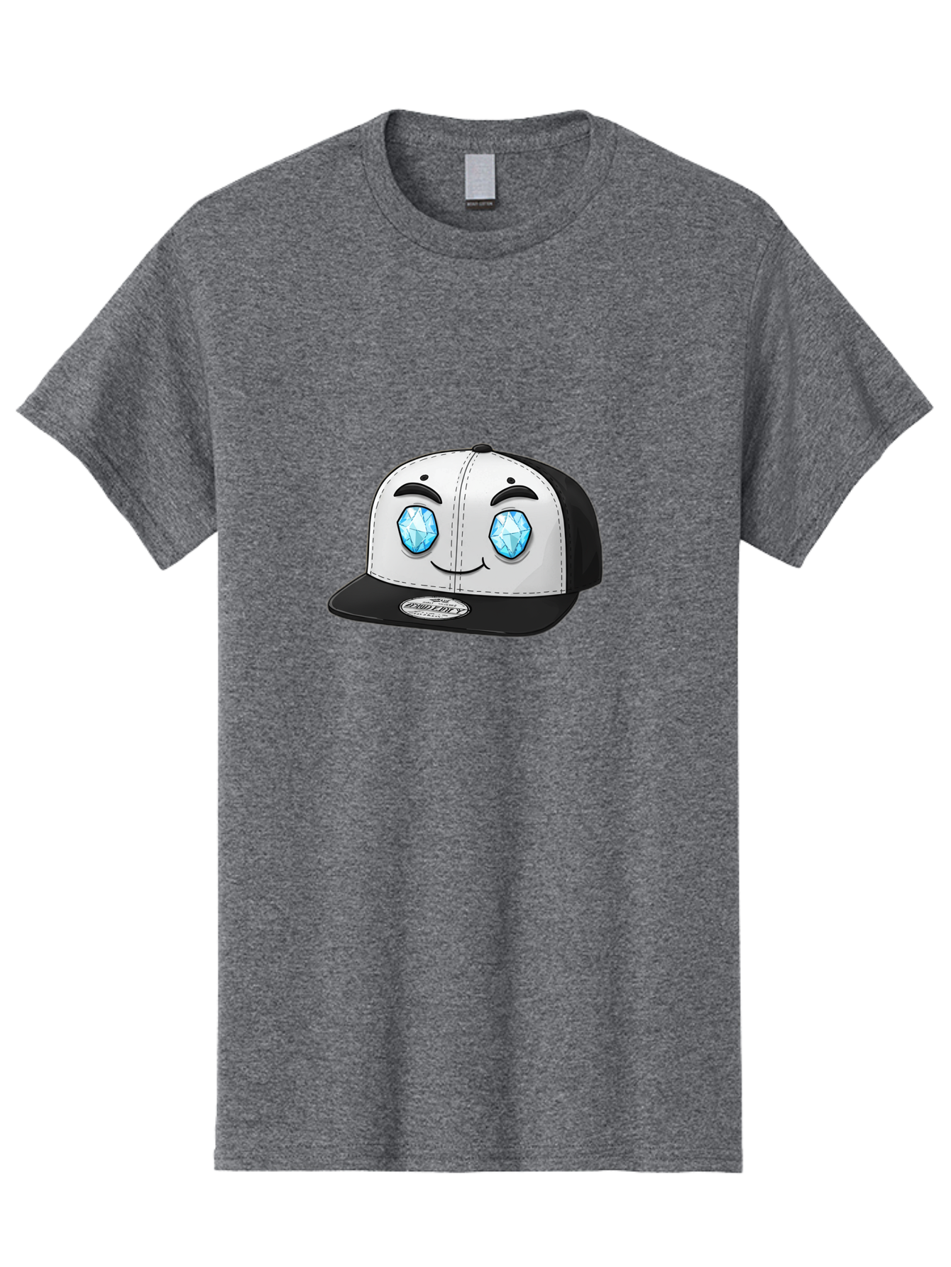 Diamond-Eyes-Cap Men'S Graphic Tee, 100% Cotton, Comfortable Casual Summer Wear, Machine Washable, Cartoon Hat, Black And White Cap, Diamond Eyes, Smiling Face, Streetwear Fashion, Urban Style, Cool Accessories, Trendy Clothing Bac998