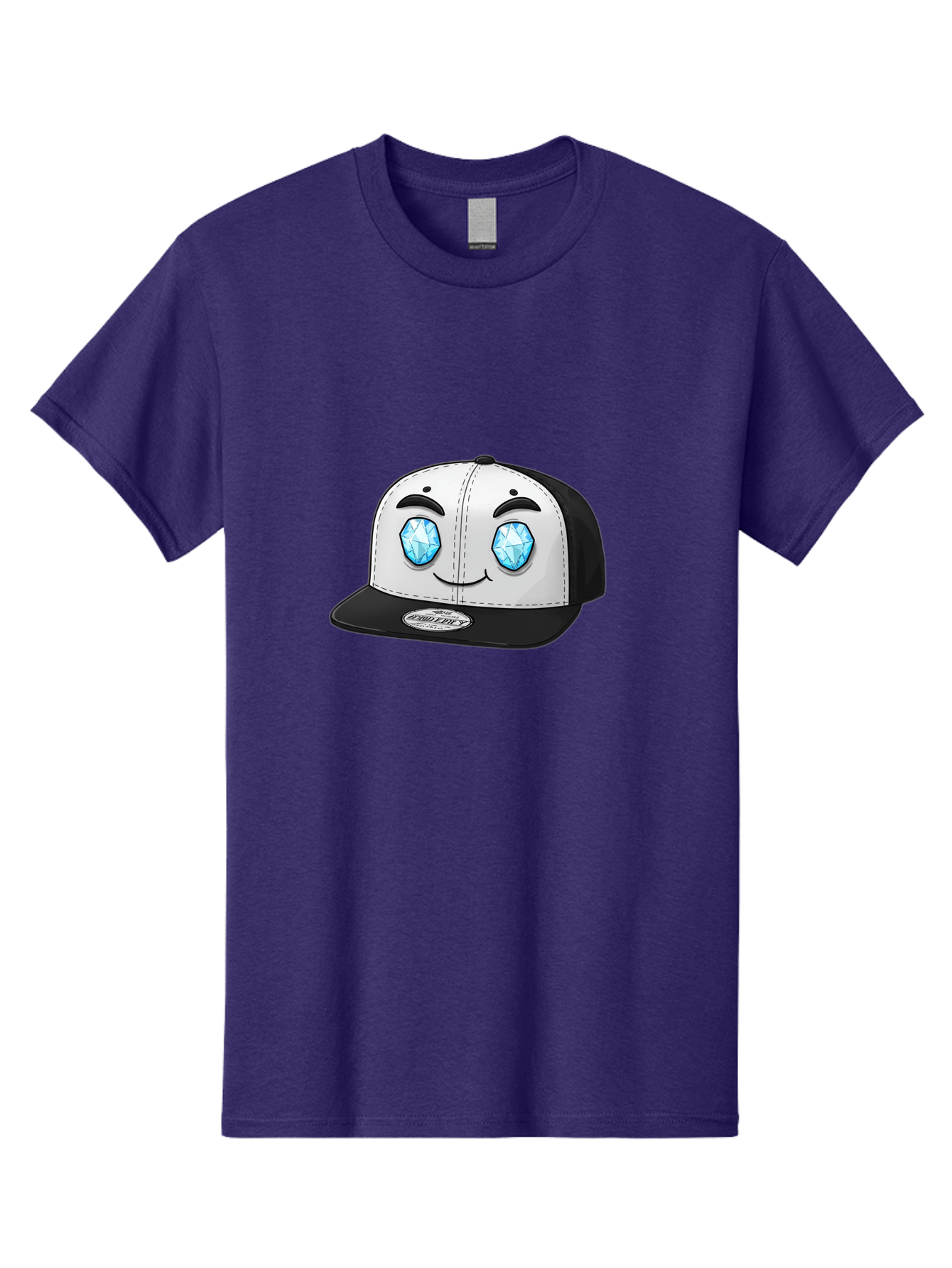 Diamond-Eyes-Cap Men'S Graphic Tee, 100% Cotton, Comfortable Casual Summer Wear, Machine Washable, Cartoon Hat, Black And White Cap, Diamond Eyes, Smiling Face, Streetwear Fashion, Urban Style, Cool Accessories, Trendy Clothing Bac998