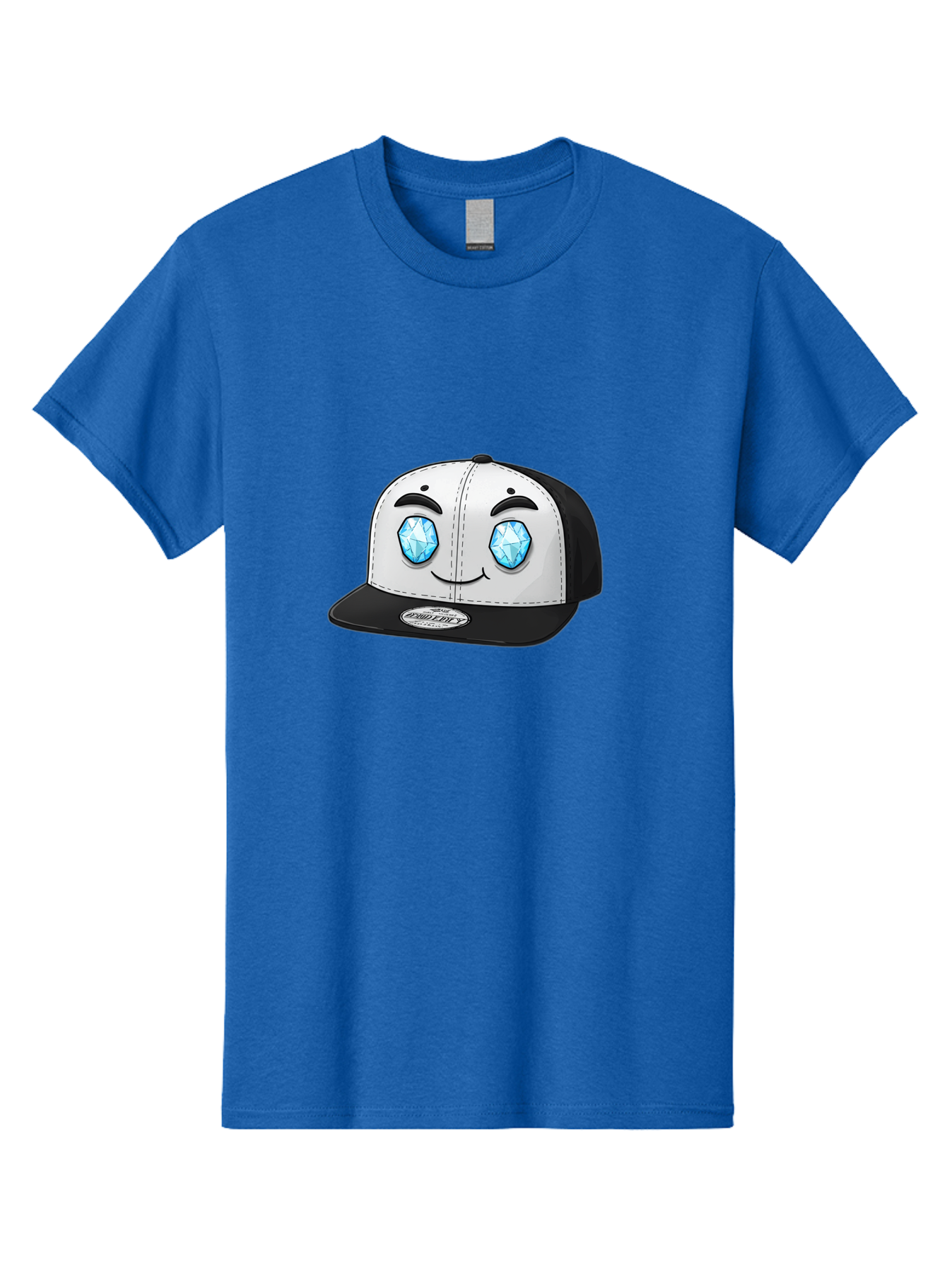 Diamond-Eyes-Cap Men'S Graphic Tee, 100% Cotton, Comfortable Casual Summer Wear, Machine Washable, Cartoon Hat, Black And White Cap, Diamond Eyes, Smiling Face, Streetwear Fashion, Urban Style, Cool Accessories, Trendy Clothing Bac998