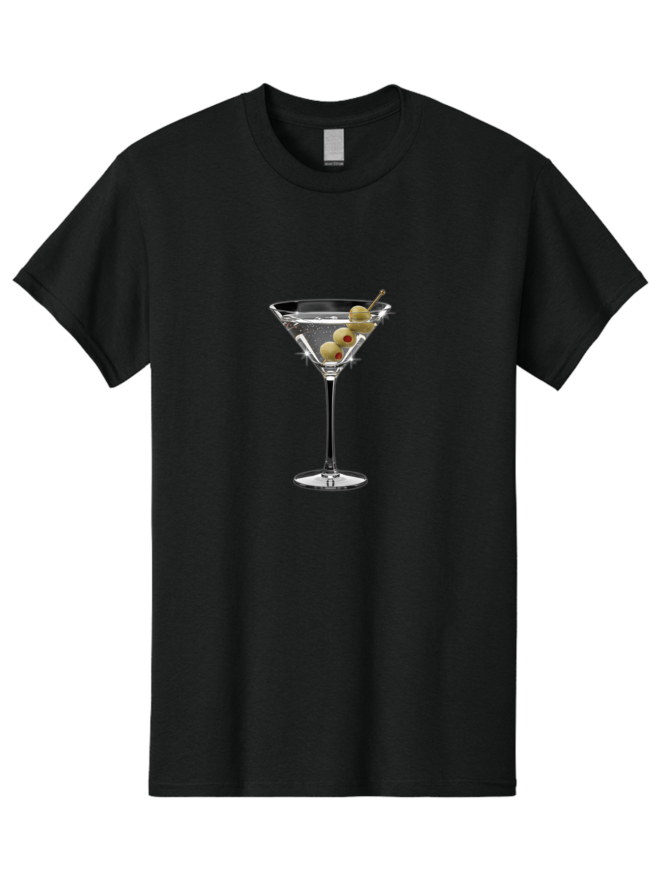 Dirty-Martini-1 Men'S Graphic Tee, 100% Cotton, Comfortable Casual Summer Wear, Machine Washable, Martini Glass, Signature Cocktail, Gin Martini, Dry Martini, Chilled Drink, Green Olives, Red Pimento, Cocktail Party, Sophisticated, Elegant, Bad000