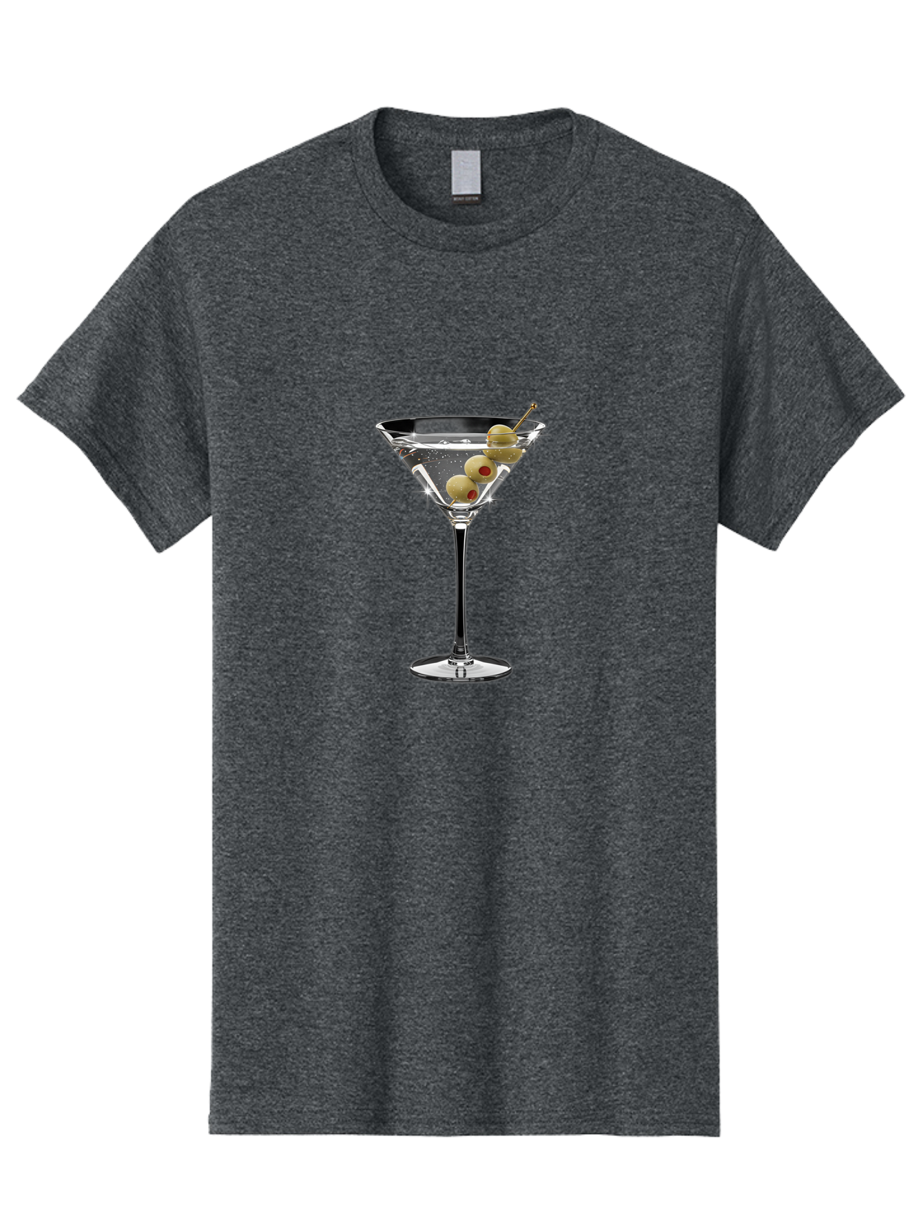 Dirty-Martini-1 Men'S Graphic Tee, 100% Cotton, Comfortable Casual Summer Wear, Machine Washable, Martini Glass, Signature Cocktail, Gin Martini, Dry Martini, Chilled Drink, Green Olives, Red Pimento, Cocktail Party, Sophisticated, Elegant, Bad000