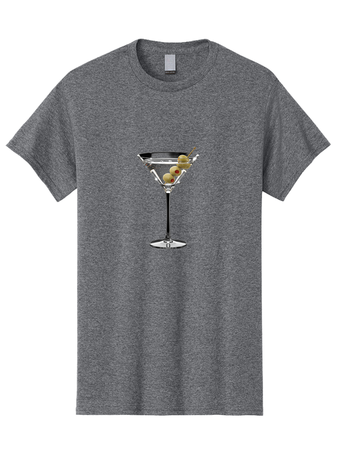 Dirty-Martini-1 Men'S Graphic Tee, 100% Cotton, Comfortable Casual Summer Wear, Machine Washable, Martini Glass, Signature Cocktail, Gin Martini, Dry Martini, Chilled Drink, Green Olives, Red Pimento, Cocktail Party, Sophisticated, Elegant, Bad000