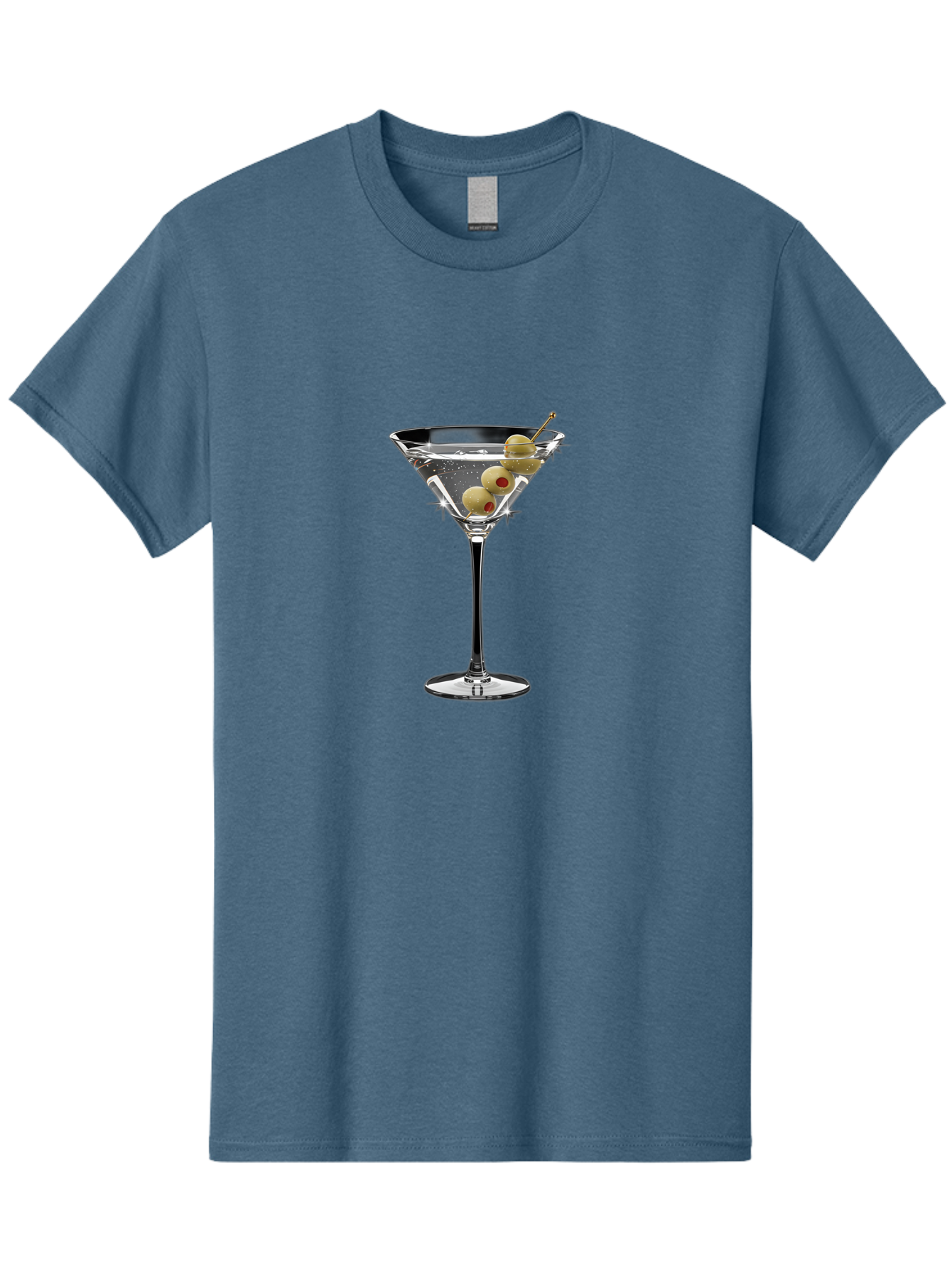 Dirty-Martini-1 Men'S Graphic Tee, 100% Cotton, Comfortable Casual Summer Wear, Machine Washable, Martini Glass, Signature Cocktail, Gin Martini, Dry Martini, Chilled Drink, Green Olives, Red Pimento, Cocktail Party, Sophisticated, Elegant, Bad000