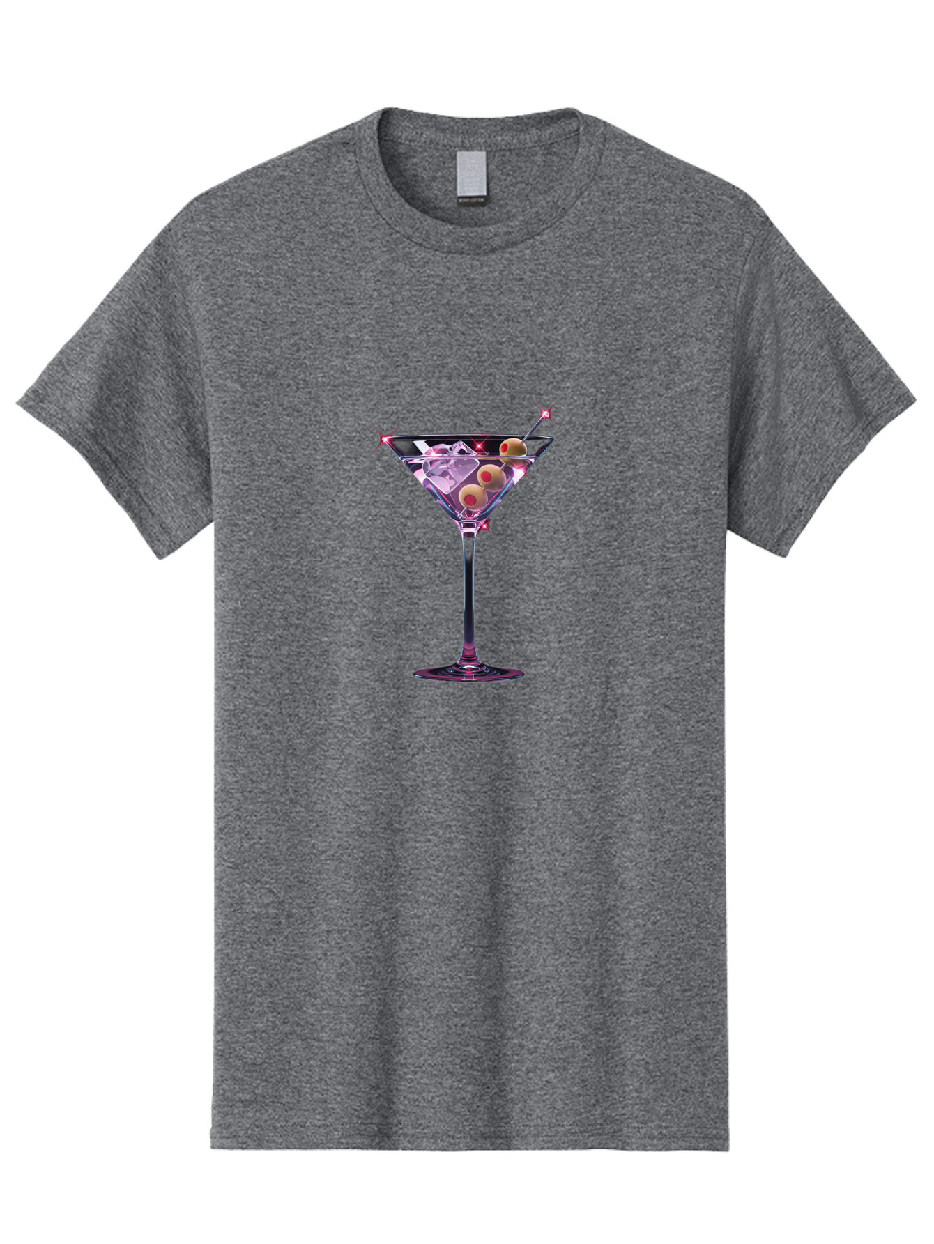 Dirty-Martini-2 Men'S Graphic Tee, 100% Cotton, Comfortable Casual Summer Wear, Machine Washable, Martini Glass, Cocktail Drink, Ice Cubes, Green Olives, Skewer, Luxury, Sophistication, Elegant Drink, Fine Dining, Party Atmosphere, Festive, Bad001