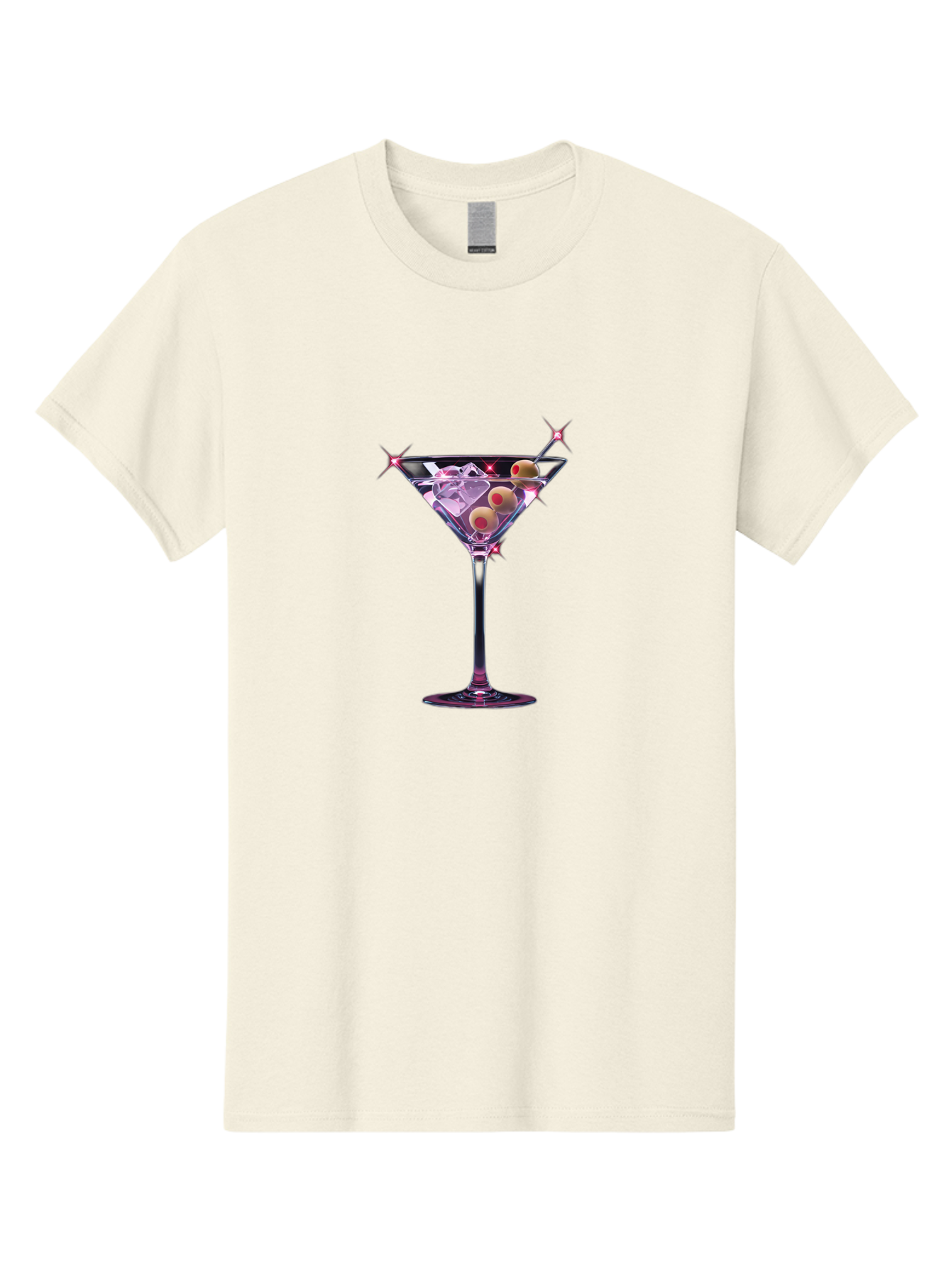 Dirty-Martini-2 Men'S Graphic Tee, 100% Cotton, Comfortable Casual Summer Wear, Machine Washable, Martini Glass, Cocktail Drink, Ice Cubes, Green Olives, Skewer, Luxury, Sophistication, Elegant Drink, Fine Dining, Party Atmosphere, Festive, Bad001