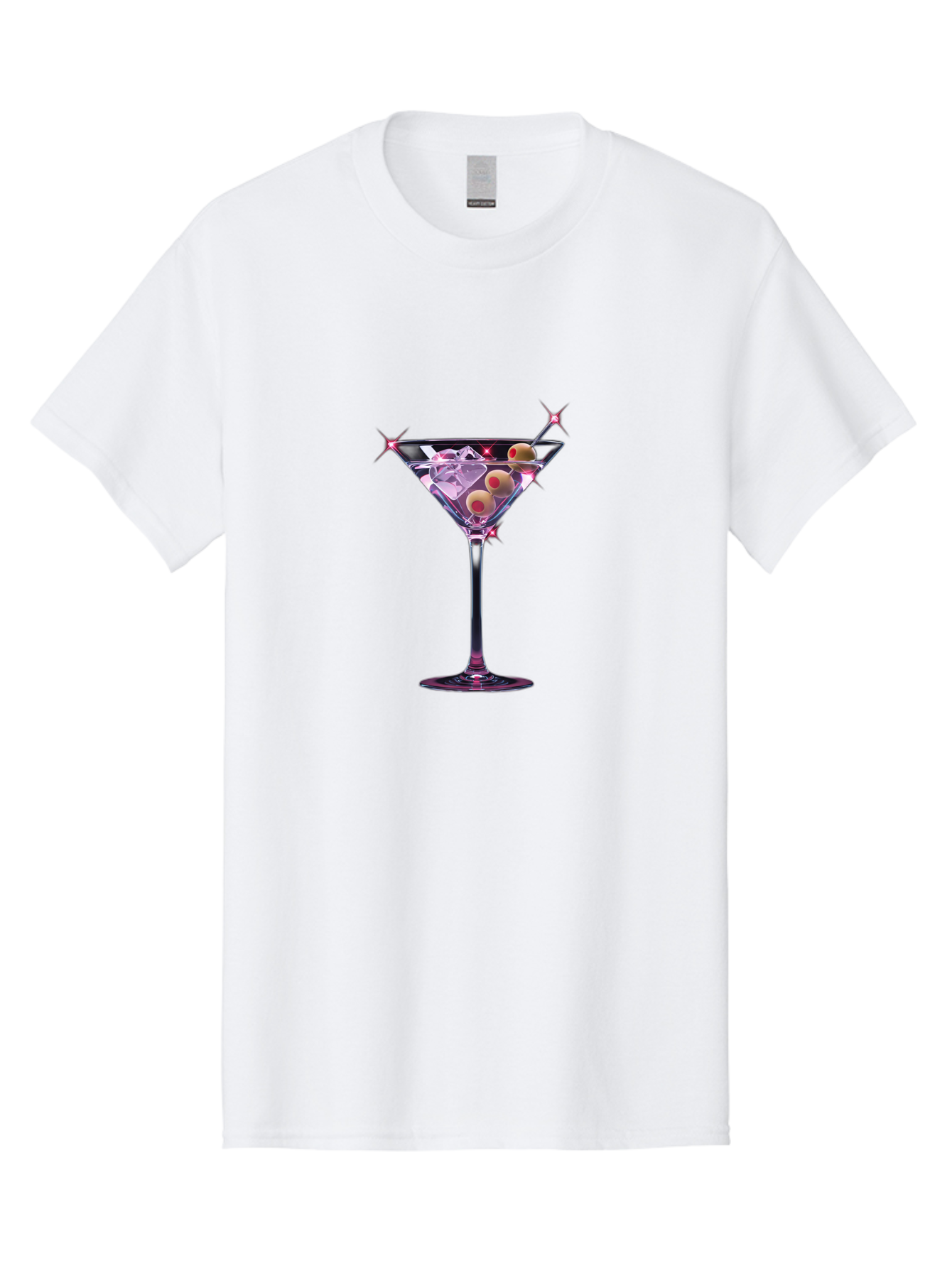 Dirty-Martini-2 Men'S Graphic Tee, 100% Cotton, Comfortable Casual Summer Wear, Machine Washable, Martini Glass, Cocktail Drink, Ice Cubes, Green Olives, Skewer, Luxury, Sophistication, Elegant Drink, Fine Dining, Party Atmosphere, Festive, Bad001
