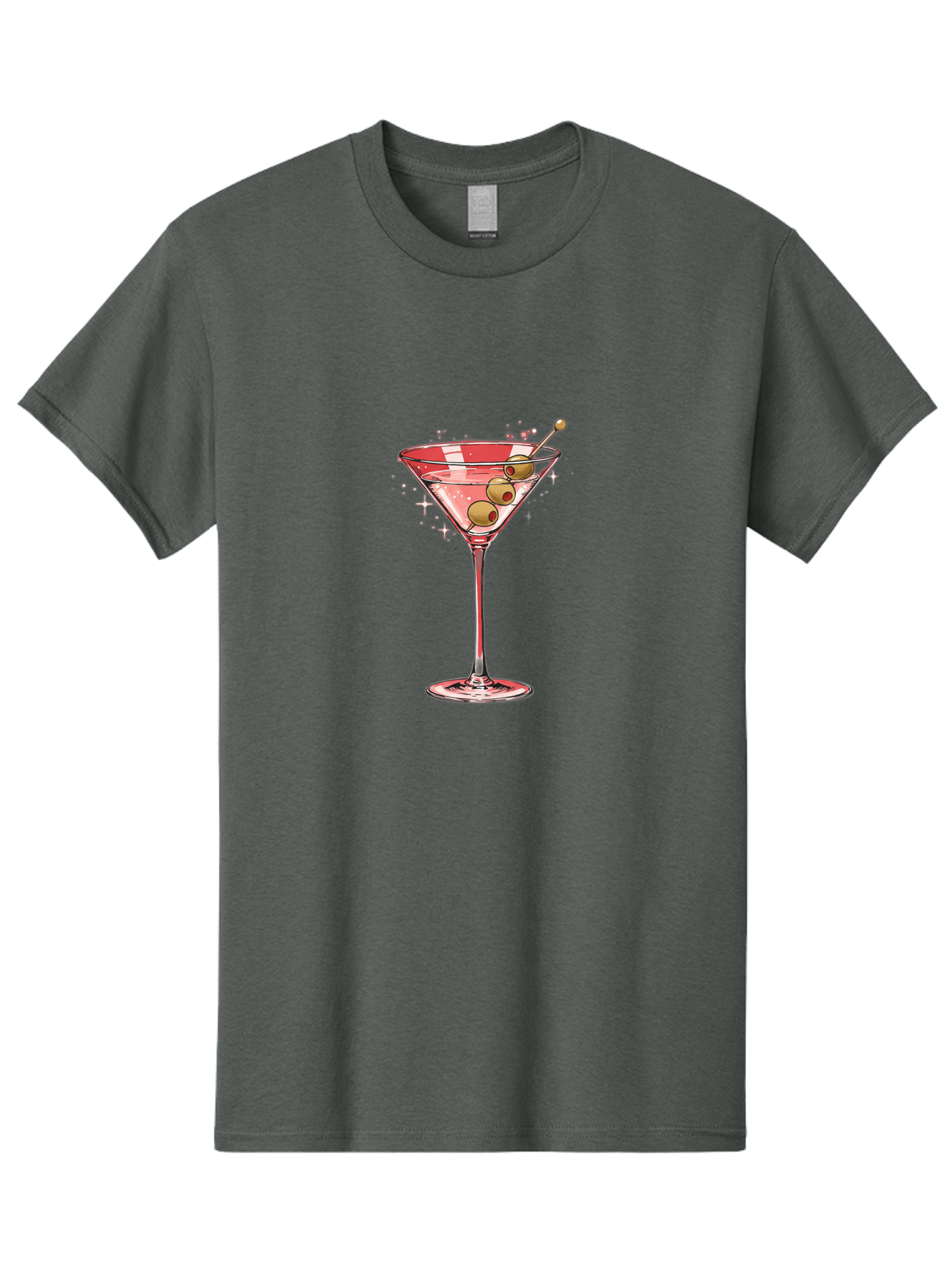 Dirty-Martini-3 Men'S Graphic Tee, 100% Cotton, Comfortable Casual Summer Wear, Machine Washable, Martini Glass, Clear Liquid, Green Olives, Cocktail, Luxury Drink, Elegant Glassware, Classic Cocktail, Sophisticated Beverage, Glamorous Drink Bad002
