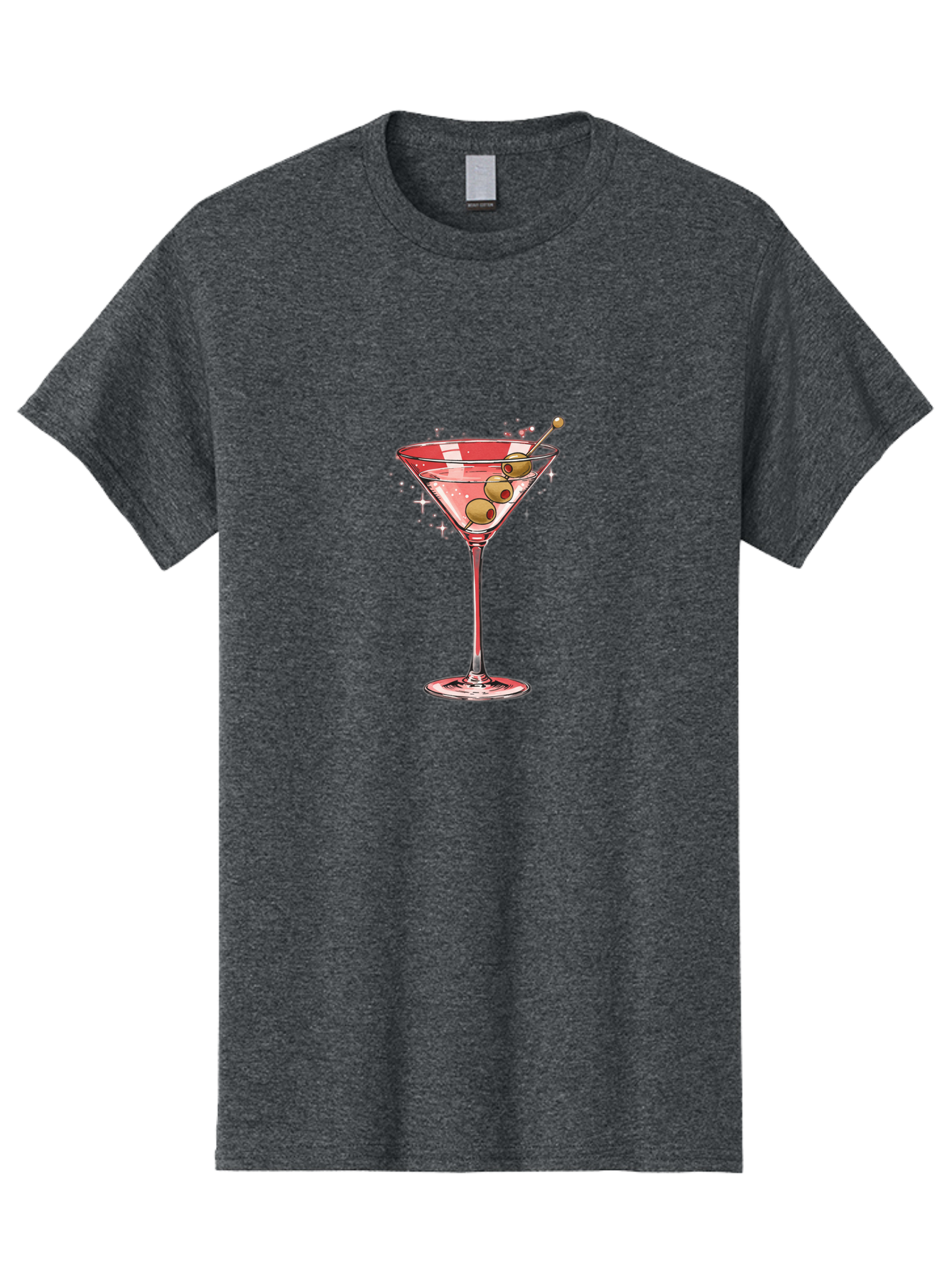 Dirty-Martini-3 Men'S Graphic Tee, 100% Cotton, Comfortable Casual Summer Wear, Machine Washable, Martini Glass, Clear Liquid, Green Olives, Cocktail, Luxury Drink, Elegant Glassware, Classic Cocktail, Sophisticated Beverage, Glamorous Drink Bad002