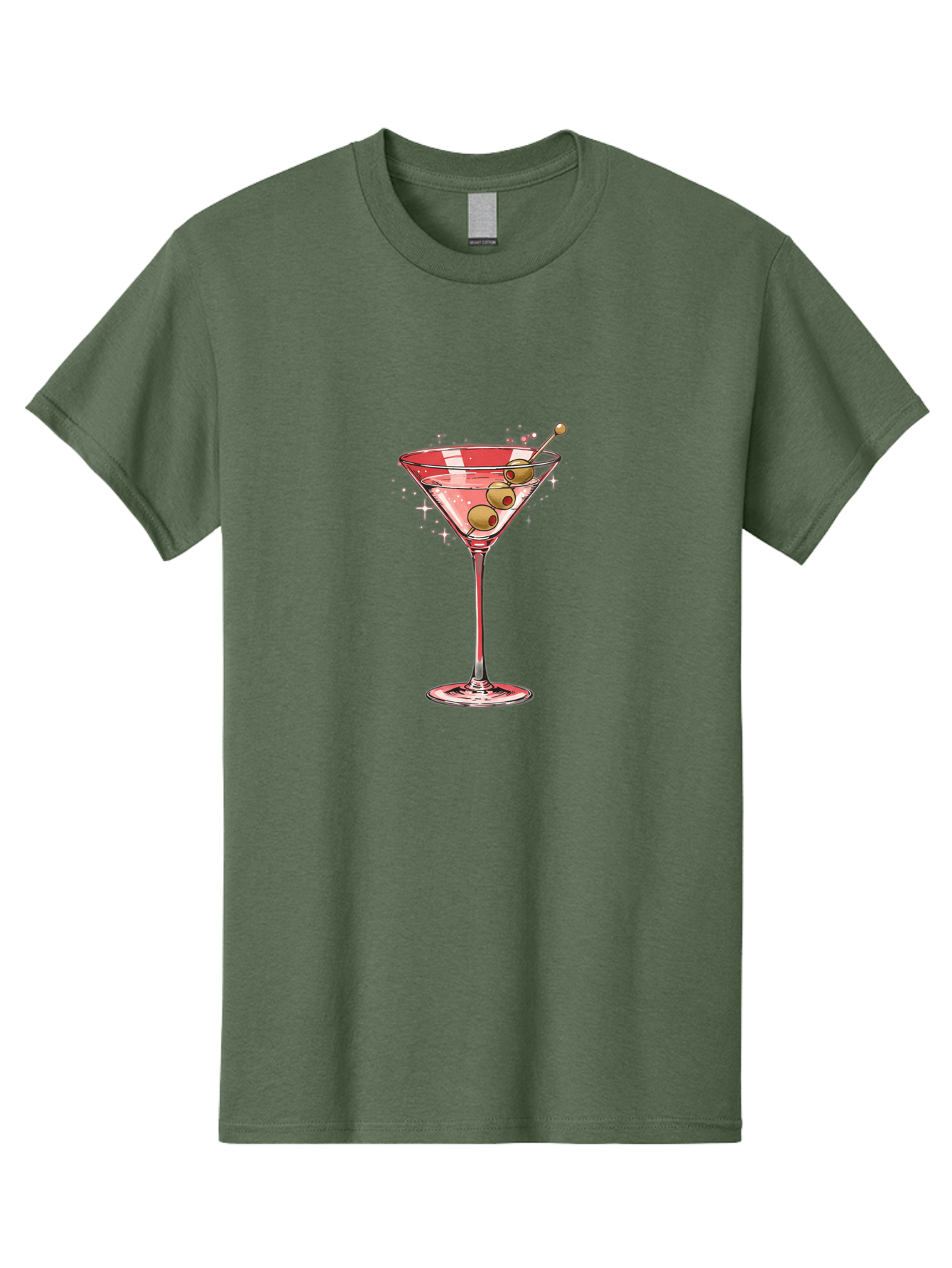 Dirty-Martini-3 Men'S Graphic Tee, 100% Cotton, Comfortable Casual Summer Wear, Machine Washable, Martini Glass, Clear Liquid, Green Olives, Cocktail, Luxury Drink, Elegant Glassware, Classic Cocktail, Sophisticated Beverage, Glamorous Drink Bad002