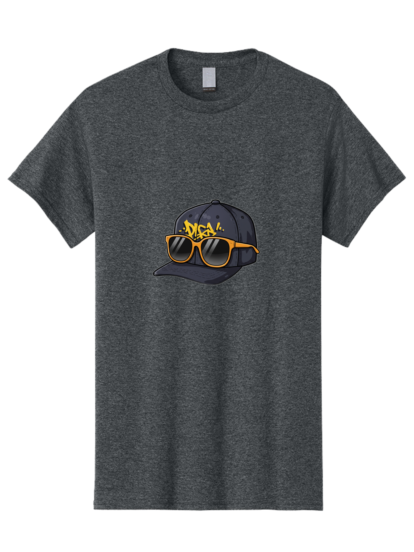 Disa Men'S Graphic Tee, 100% Cotton, Comfortable Casual Summer Wear, Machine Washable, Graffiti Style Cap, Trendy Sunglasses, Bold Fashion, Streetwear, Cool Accessories, Yellow Accents, Casual Style Bad004