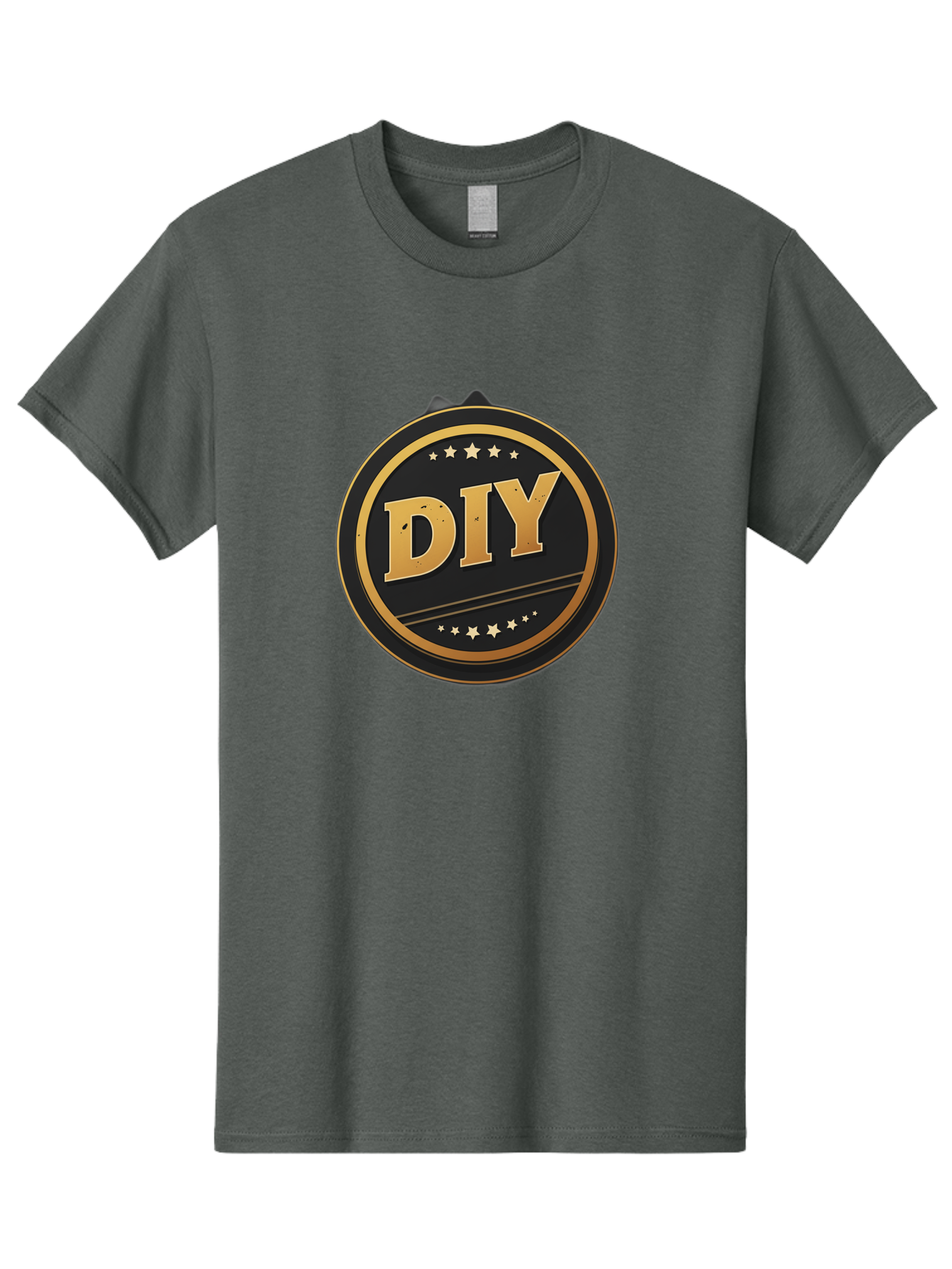 Diy-1 Men'S Graphic Tee, 100% Cotton, Comfortable Casual Summer Wear, Machine Washable, Diy Logo, Gold Lettering, Circular Design, Stars, Handmade, Crafting, Home Improvement, Diy Projects, Creative Ideas Bad009