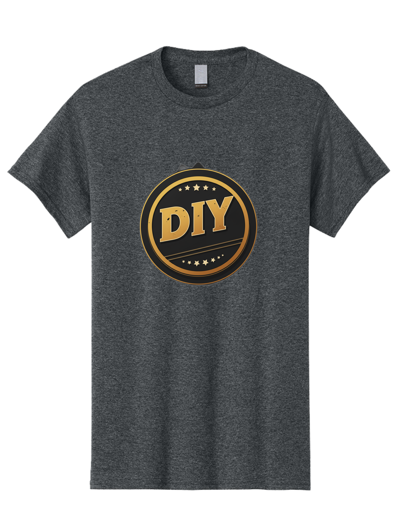 Diy-1 Men'S Graphic Tee, 100% Cotton, Comfortable Casual Summer Wear, Machine Washable, Diy Logo, Gold Lettering, Circular Design, Stars, Handmade, Crafting, Home Improvement, Diy Projects, Creative Ideas Bad009