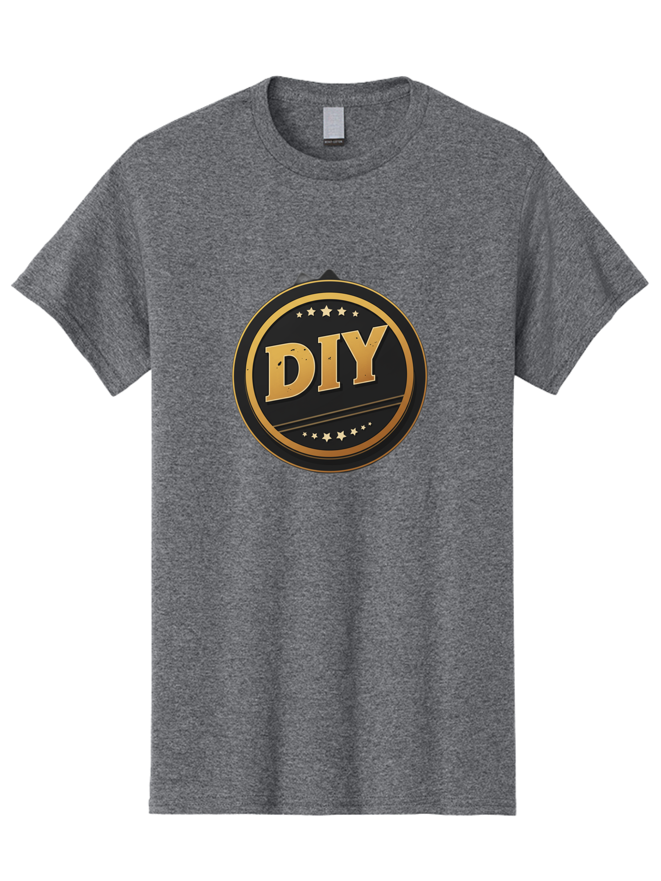 Diy-1 Men'S Graphic Tee, 100% Cotton, Comfortable Casual Summer Wear, Machine Washable, Diy Logo, Gold Lettering, Circular Design, Stars, Handmade, Crafting, Home Improvement, Diy Projects, Creative Ideas Bad009