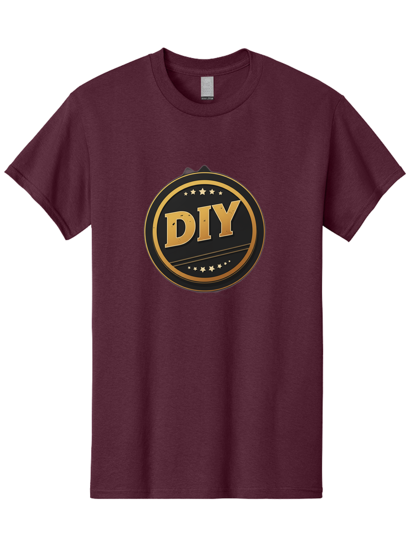 Diy-1 Men'S Graphic Tee, 100% Cotton, Comfortable Casual Summer Wear, Machine Washable, Diy Logo, Gold Lettering, Circular Design, Stars, Handmade, Crafting, Home Improvement, Diy Projects, Creative Ideas Bad009