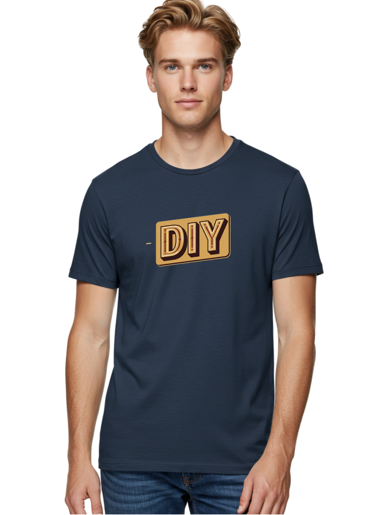 Diy-5 Men'S Graphic Tee, 100% Cotton, Comfortable Casual Summer Wear, Machine Washable, Diy Logo, Handmade Crafts, Diy Tutorials, Home Improvement, Crafting Ideas, Self-Made Projects, Creative Inspiration Bad013