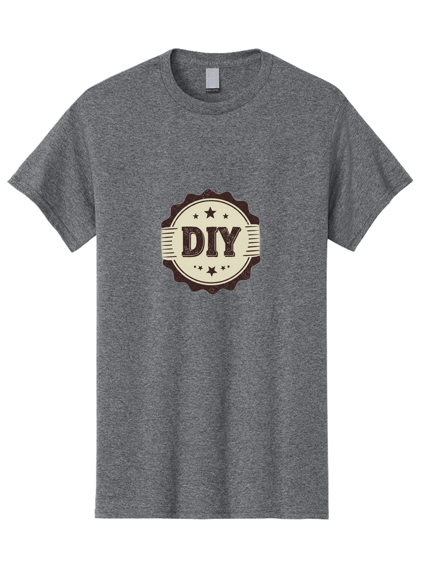 Diy Men'S Graphic Tee, 100% Cotton, Comfortable Casual Summer Wear, Machine Washable, Do It Yourself, Diy Logo, Handmade Crafts, Creative Projects, Self-Made, Diy Inspiration, Crafting, Diy Tutorials, Stars, Vintage Design Bad016
