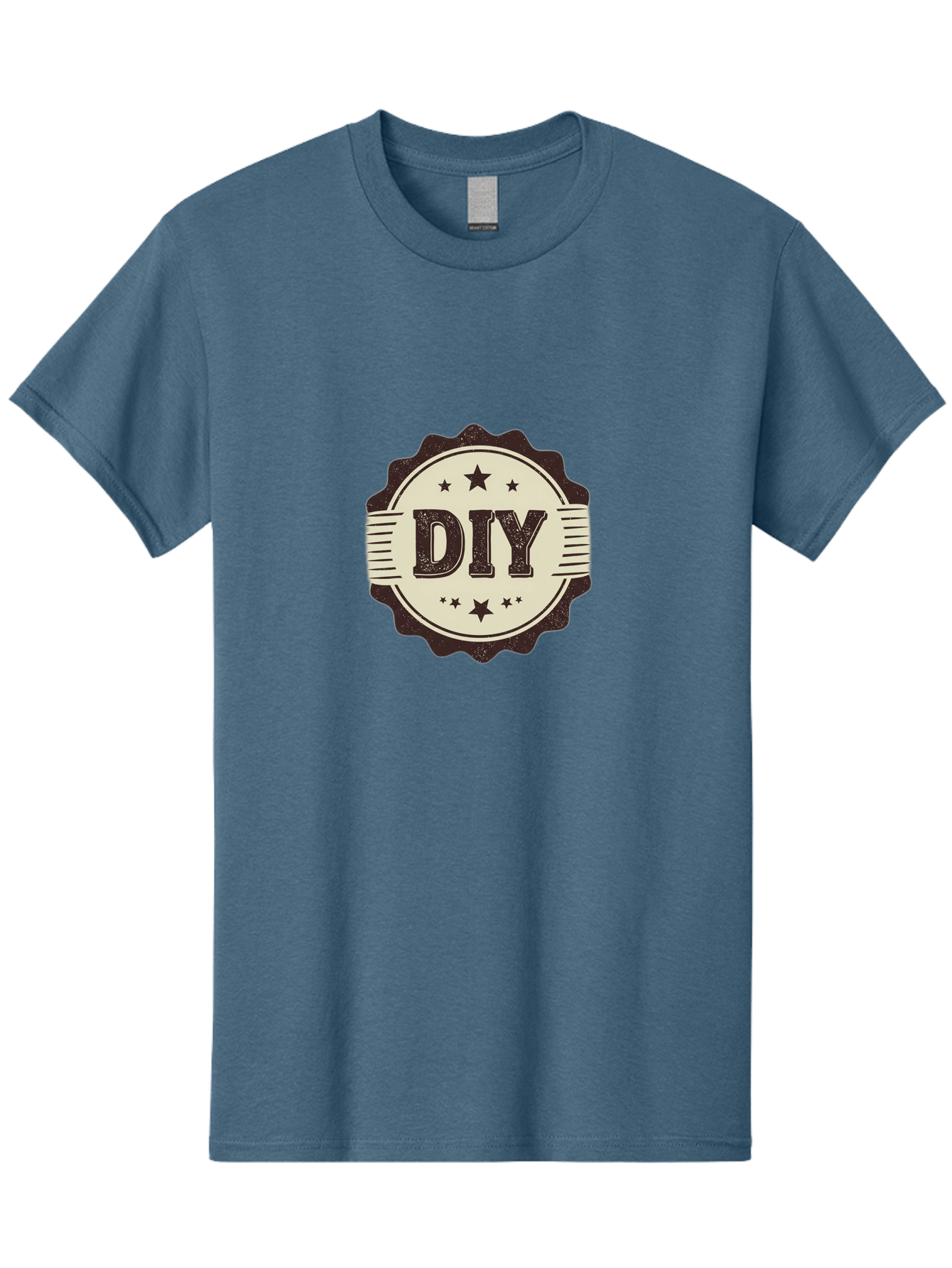Diy Men'S Graphic Tee, 100% Cotton, Comfortable Casual Summer Wear, Machine Washable, Do It Yourself, Diy Logo, Handmade Crafts, Creative Projects, Self-Made, Diy Inspiration, Crafting, Diy Tutorials, Stars, Vintage Design Bad016