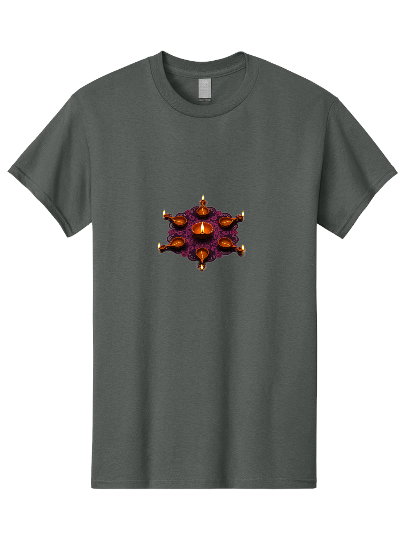 Diya-Diwali Men'S Graphic Tee, 100% Cotton, Comfortable Casual Summer Wear, Machine Washable, Diwali Diya, Clay Lamps, Oil Lamp, Traditional Indian Lighting, Diwali Decorations, Festive Atmosphere, Hindu Festival, Celebration, Indian Culture, Bad017