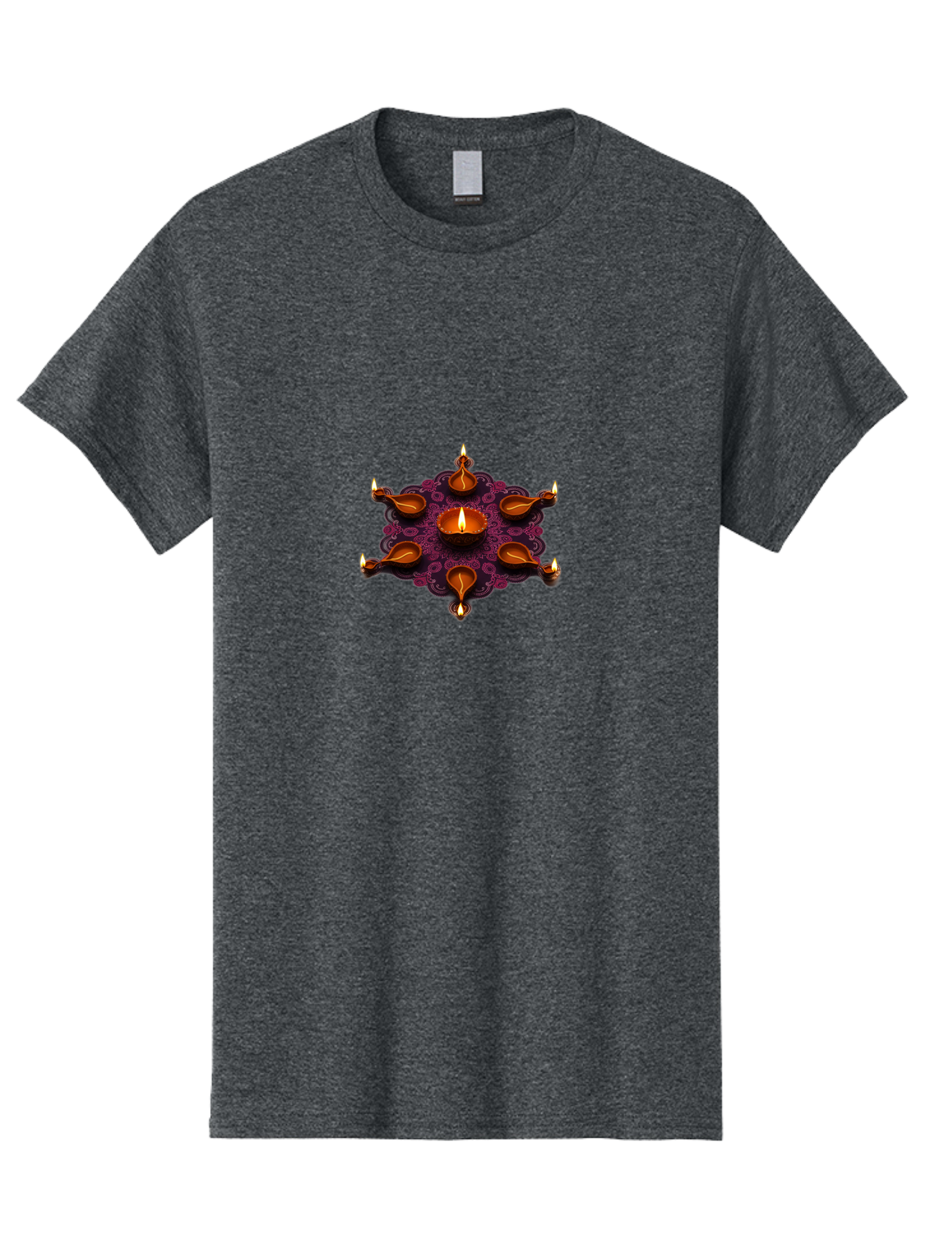 Diya-Diwali Men'S Graphic Tee, 100% Cotton, Comfortable Casual Summer Wear, Machine Washable, Diwali Diya, Clay Lamps, Oil Lamp, Traditional Indian Lighting, Diwali Decorations, Festive Atmosphere, Hindu Festival, Celebration, Indian Culture, Bad017
