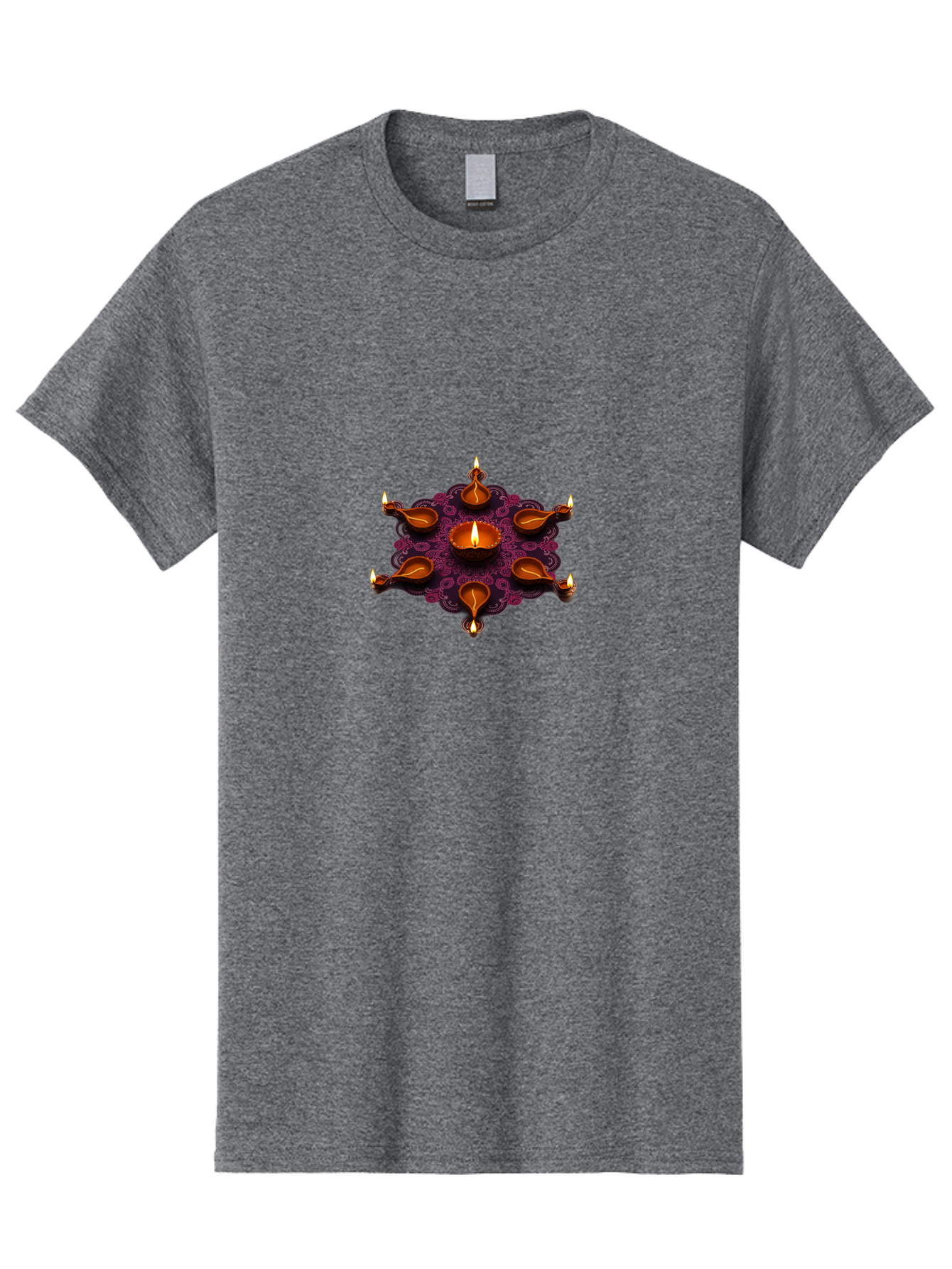 Diya-Diwali Men'S Graphic Tee, 100% Cotton, Comfortable Casual Summer Wear, Machine Washable, Diwali Diya, Clay Lamps, Oil Lamp, Traditional Indian Lighting, Diwali Decorations, Festive Atmosphere, Hindu Festival, Celebration, Indian Culture, Bad017