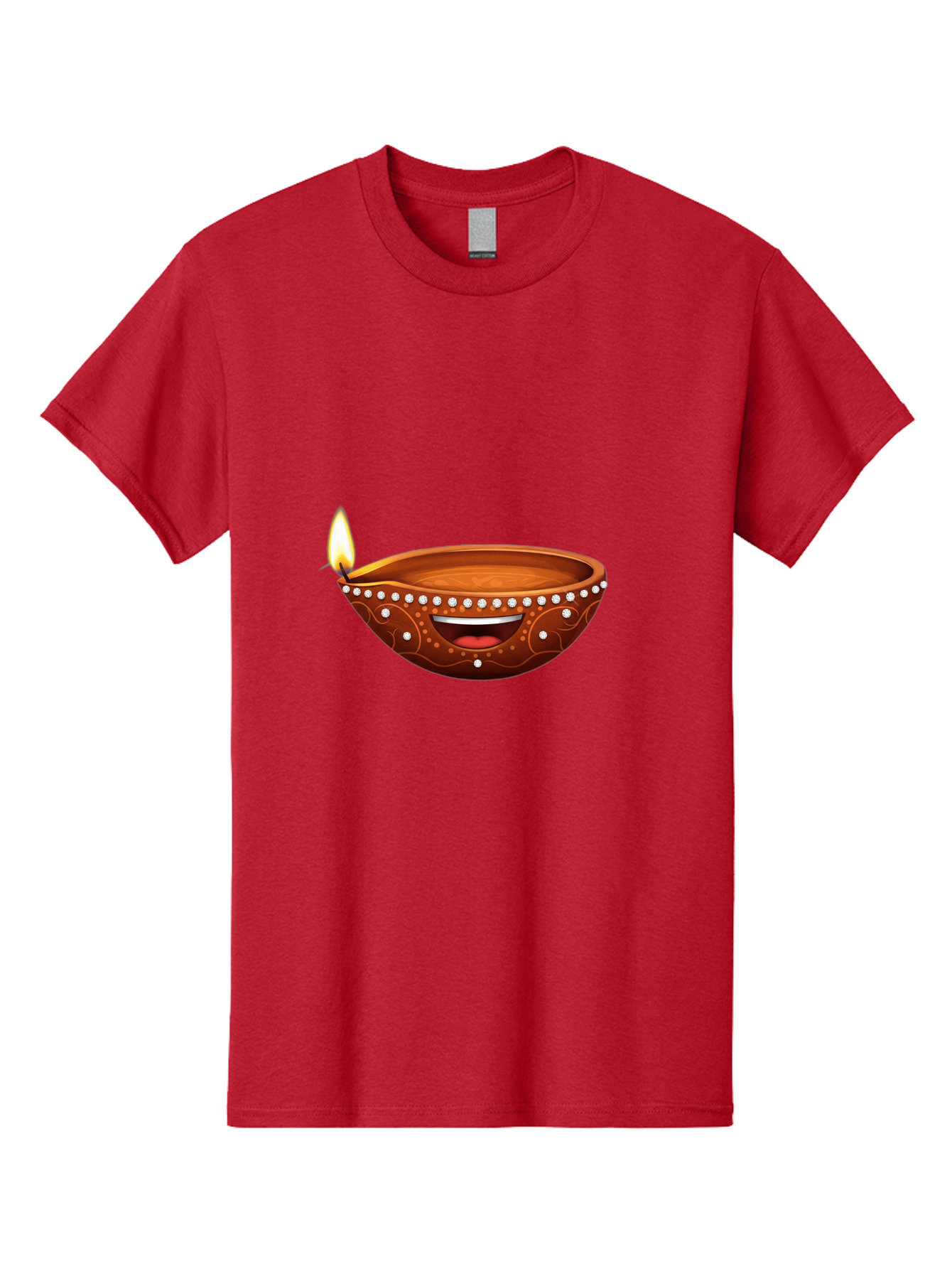 Diya-Lamp-2 Men'S Graphic Tee, 100% Cotton, Comfortable Casual Summer Wear, Machine Washable, Clay Diya Lamp, Lit Diya, Festive Diwali Decoration, Happy Diwali, Traditional Indian Lamp, Diwali Celebration, Diwali Diya, Indian Culture Bad019