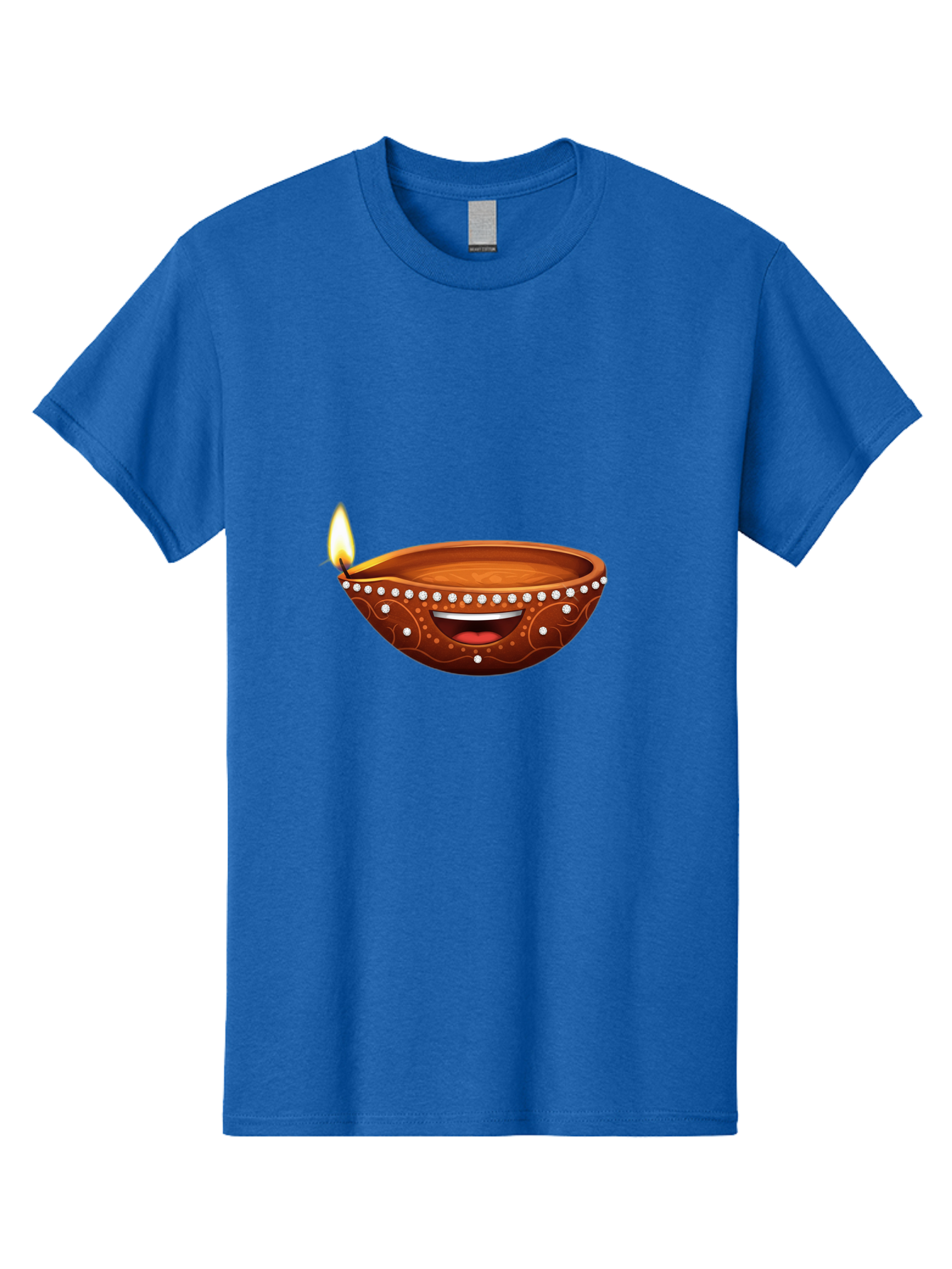 Diya-Lamp-2 Men'S Graphic Tee, 100% Cotton, Comfortable Casual Summer Wear, Machine Washable, Clay Diya Lamp, Lit Diya, Festive Diwali Decoration, Happy Diwali, Traditional Indian Lamp, Diwali Celebration, Diwali Diya, Indian Culture Bad019