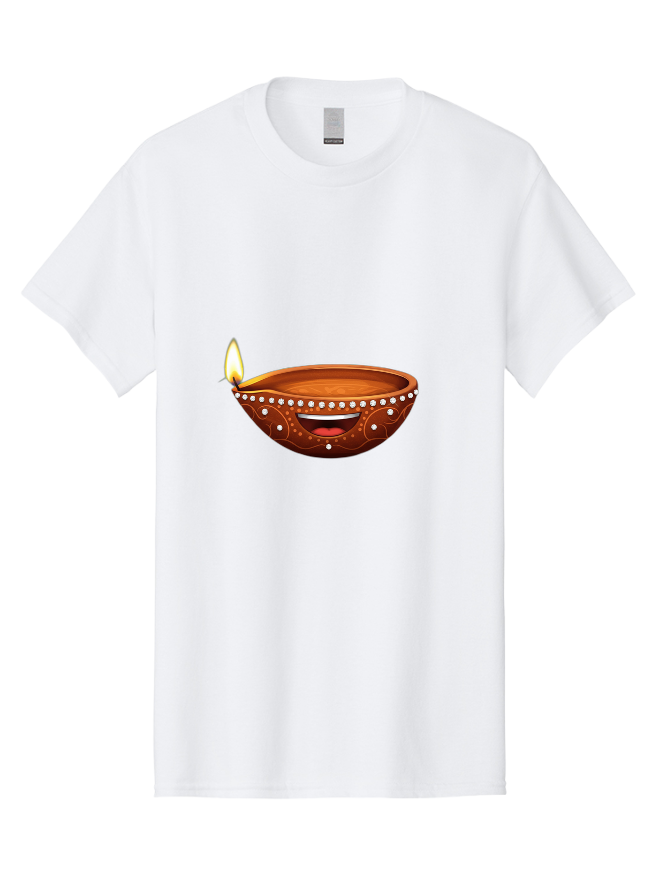 Diya-Lamp-2 Men'S Graphic Tee, 100% Cotton, Comfortable Casual Summer Wear, Machine Washable, Clay Diya Lamp, Lit Diya, Festive Diwali Decoration, Happy Diwali, Traditional Indian Lamp, Diwali Celebration, Diwali Diya, Indian Culture Bad019