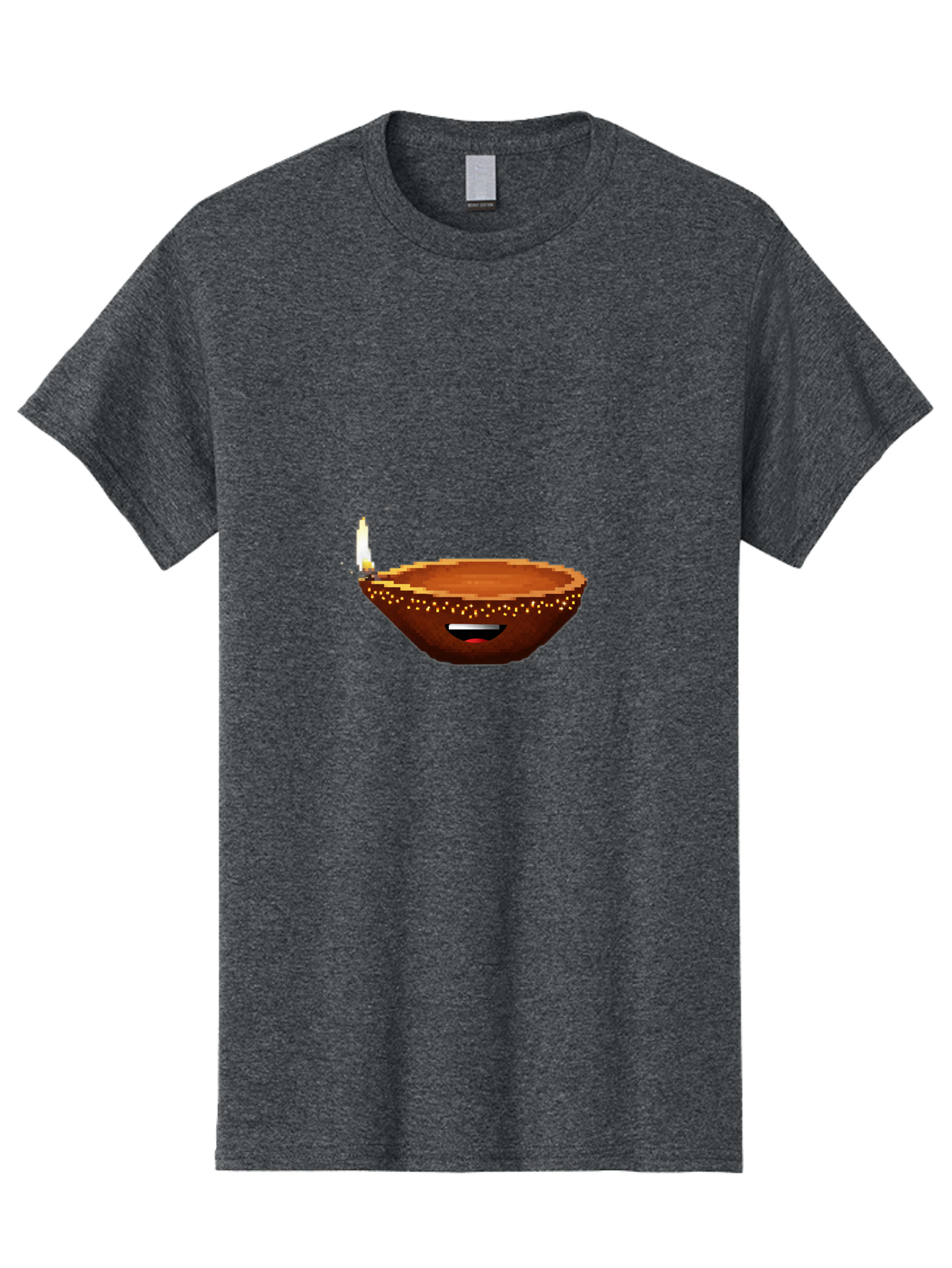Diya-Lamp-4 Men'S Graphic Tee, 100% Cotton, Comfortable Casual Summer Wear, Machine Washable, Clay Diya, Lit Diya, Diwali Decoration, Indian Culture, Traditional Lamp, Festive Atmosphere, Glowing Flame, Spiritual Symbol, Pixel Art Bad021
