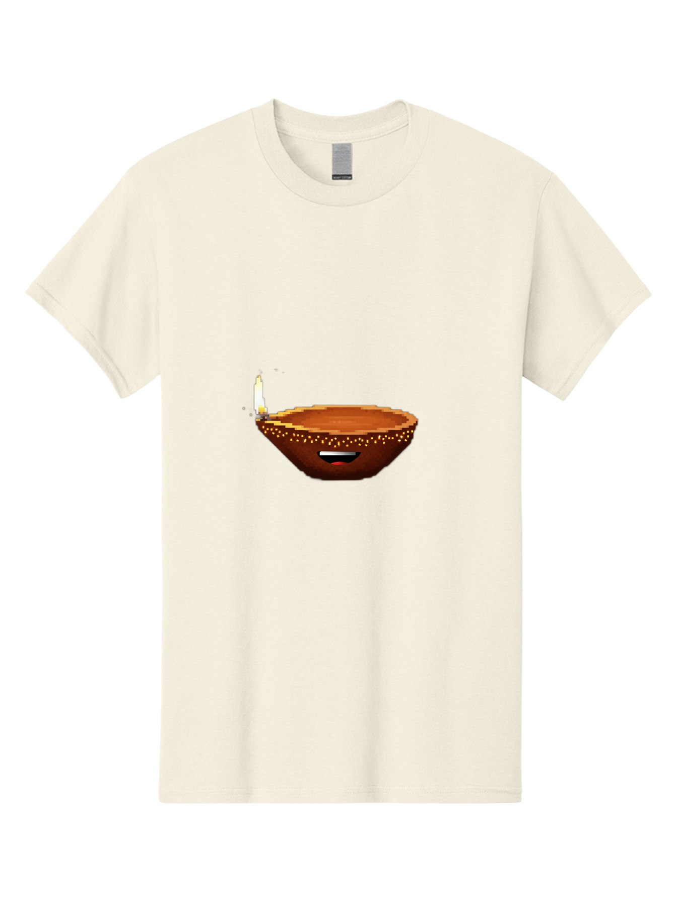 Diya-Lamp-4 Men'S Graphic Tee, 100% Cotton, Comfortable Casual Summer Wear, Machine Washable, Clay Diya, Lit Diya, Diwali Decoration, Indian Culture, Traditional Lamp, Festive Atmosphere, Glowing Flame, Spiritual Symbol, Pixel Art Bad021