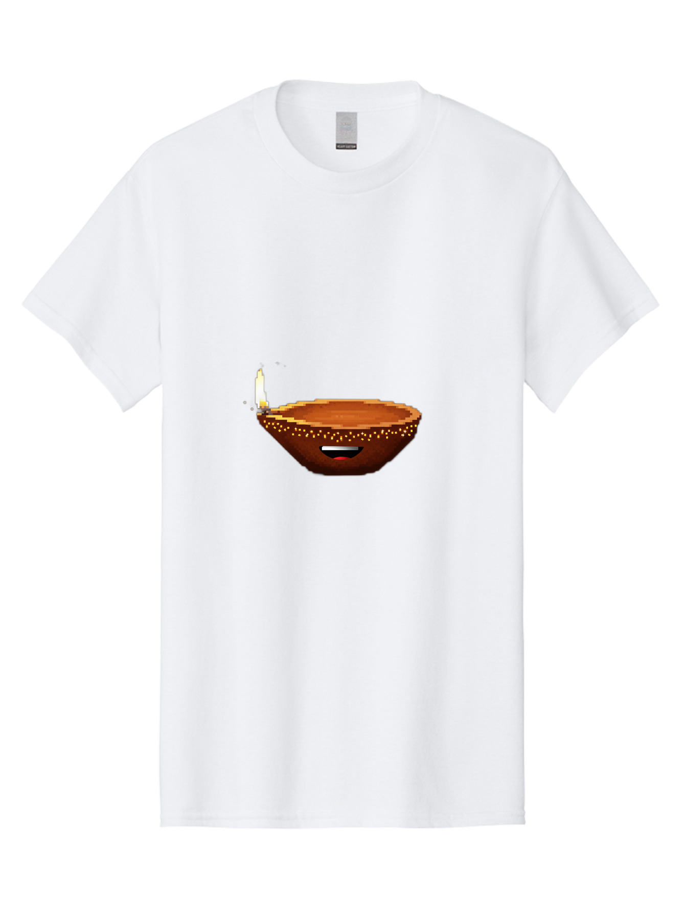 Diya-Lamp-4 Men'S Graphic Tee, 100% Cotton, Comfortable Casual Summer Wear, Machine Washable, Clay Diya, Lit Diya, Diwali Decoration, Indian Culture, Traditional Lamp, Festive Atmosphere, Glowing Flame, Spiritual Symbol, Pixel Art Bad021