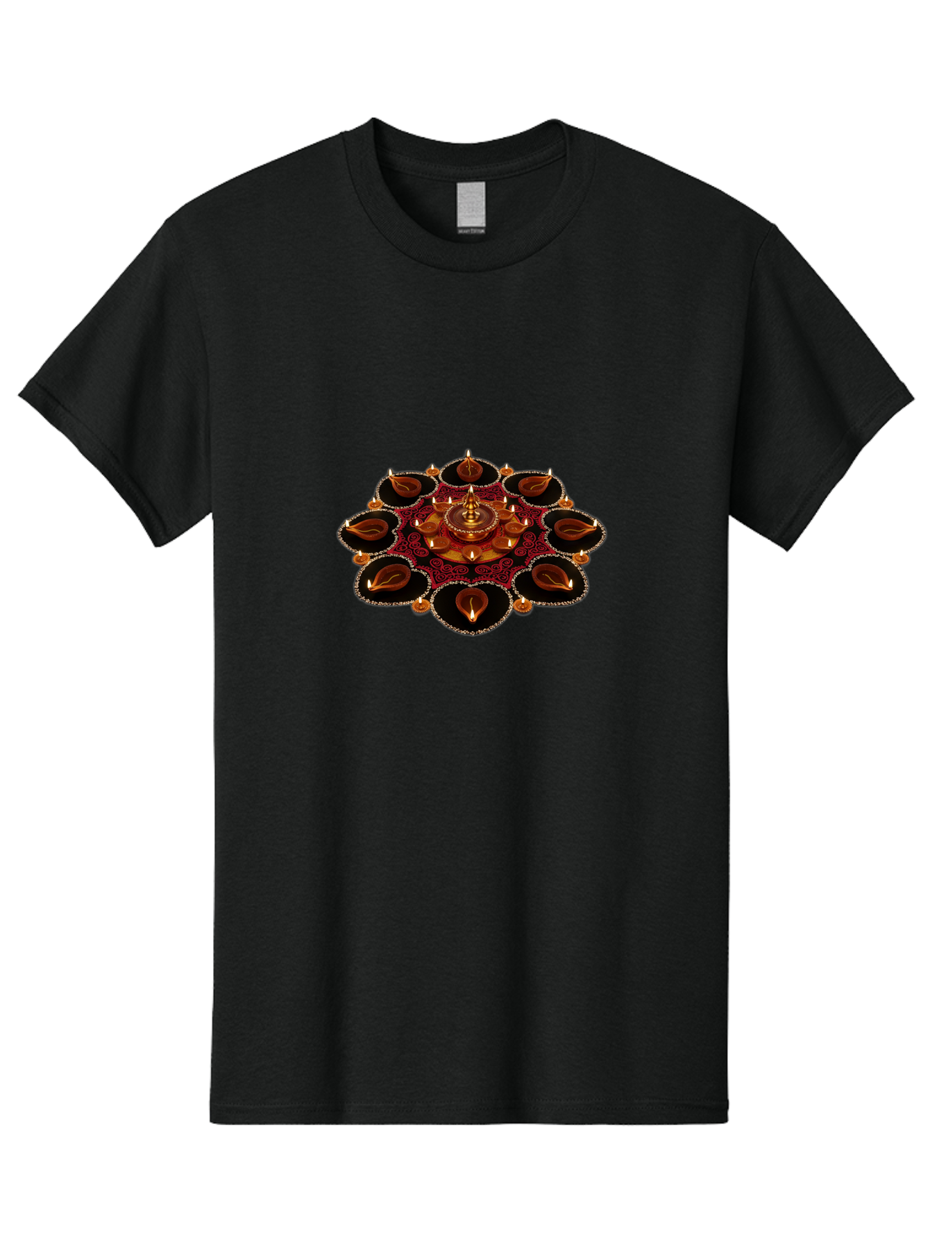 Diya-Lantern-Arrangement Men'S Graphic Tee, 100% Cotton, Comfortable Casual Summer Wear, Machine Washable, Diwali Decorations, Diya Lamps, Festive Lighting, Indian Culture, Traditional Diyas, Rangoli Design, Glowing Diyas, Intricate Patterns, Bad026