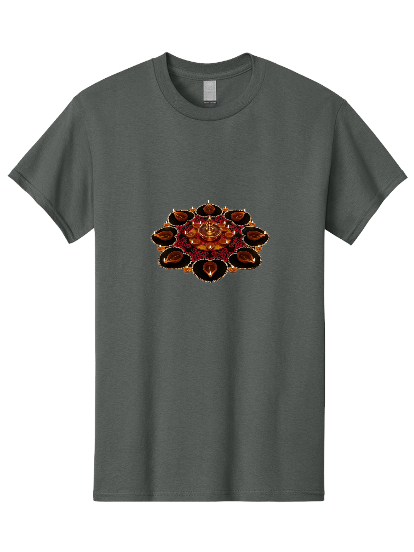 Diya-Lantern-Arrangement Men'S Graphic Tee, 100% Cotton, Comfortable Casual Summer Wear, Machine Washable, Diwali Decorations, Diya Lamps, Festive Lighting, Indian Culture, Traditional Diyas, Rangoli Design, Glowing Diyas, Intricate Patterns, Bad026