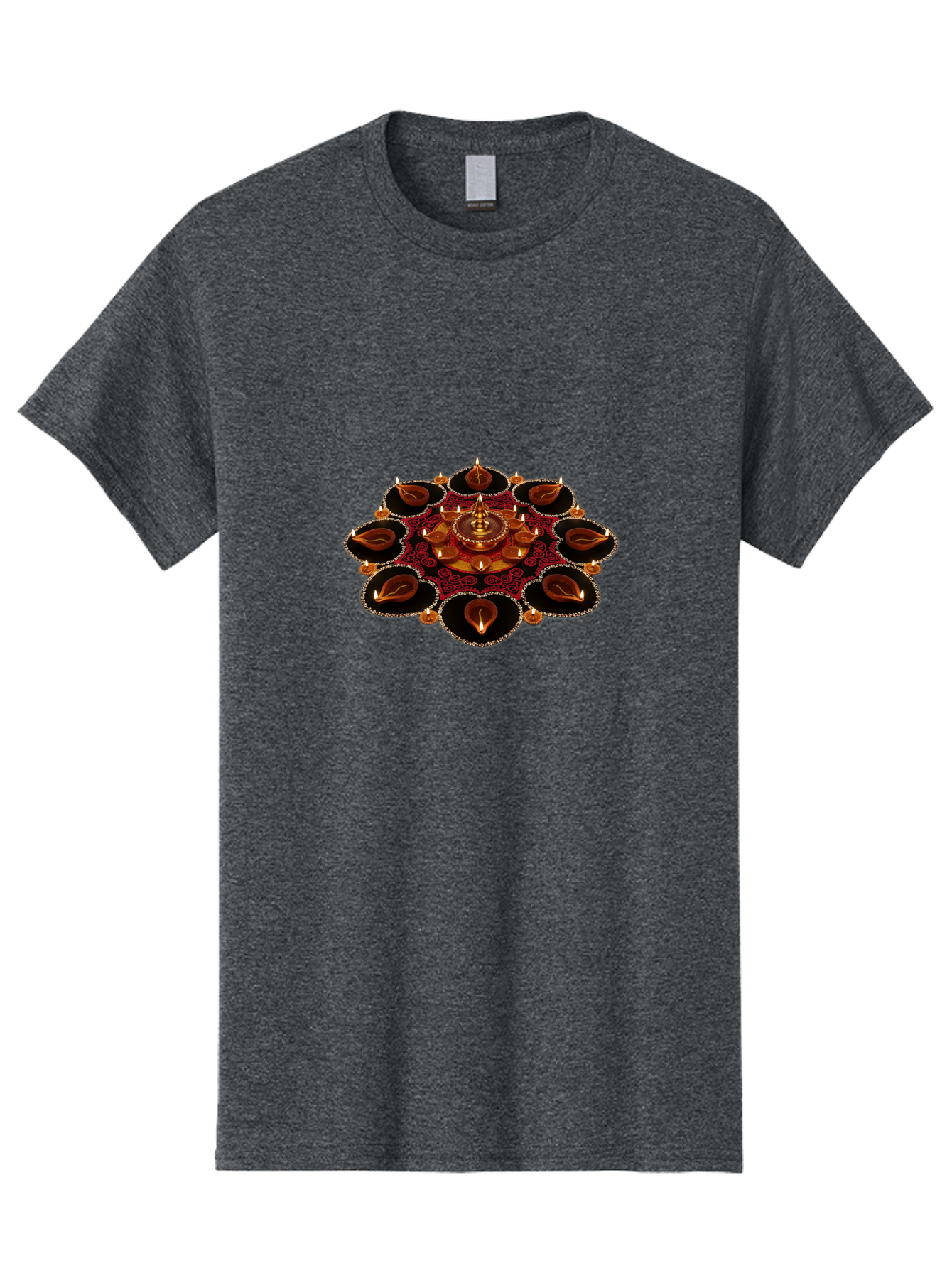 Diya-Lantern-Arrangement Men'S Graphic Tee, 100% Cotton, Comfortable Casual Summer Wear, Machine Washable, Diwali Decorations, Diya Lamps, Festive Lighting, Indian Culture, Traditional Diyas, Rangoli Design, Glowing Diyas, Intricate Patterns, Bad026