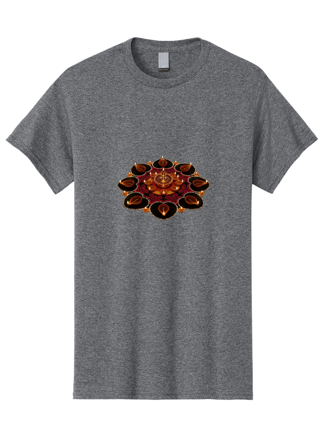 Diya-Lantern-Arrangement Men'S Graphic Tee, 100% Cotton, Comfortable Casual Summer Wear, Machine Washable, Diwali Decorations, Diya Lamps, Festive Lighting, Indian Culture, Traditional Diyas, Rangoli Design, Glowing Diyas, Intricate Patterns, Bad026