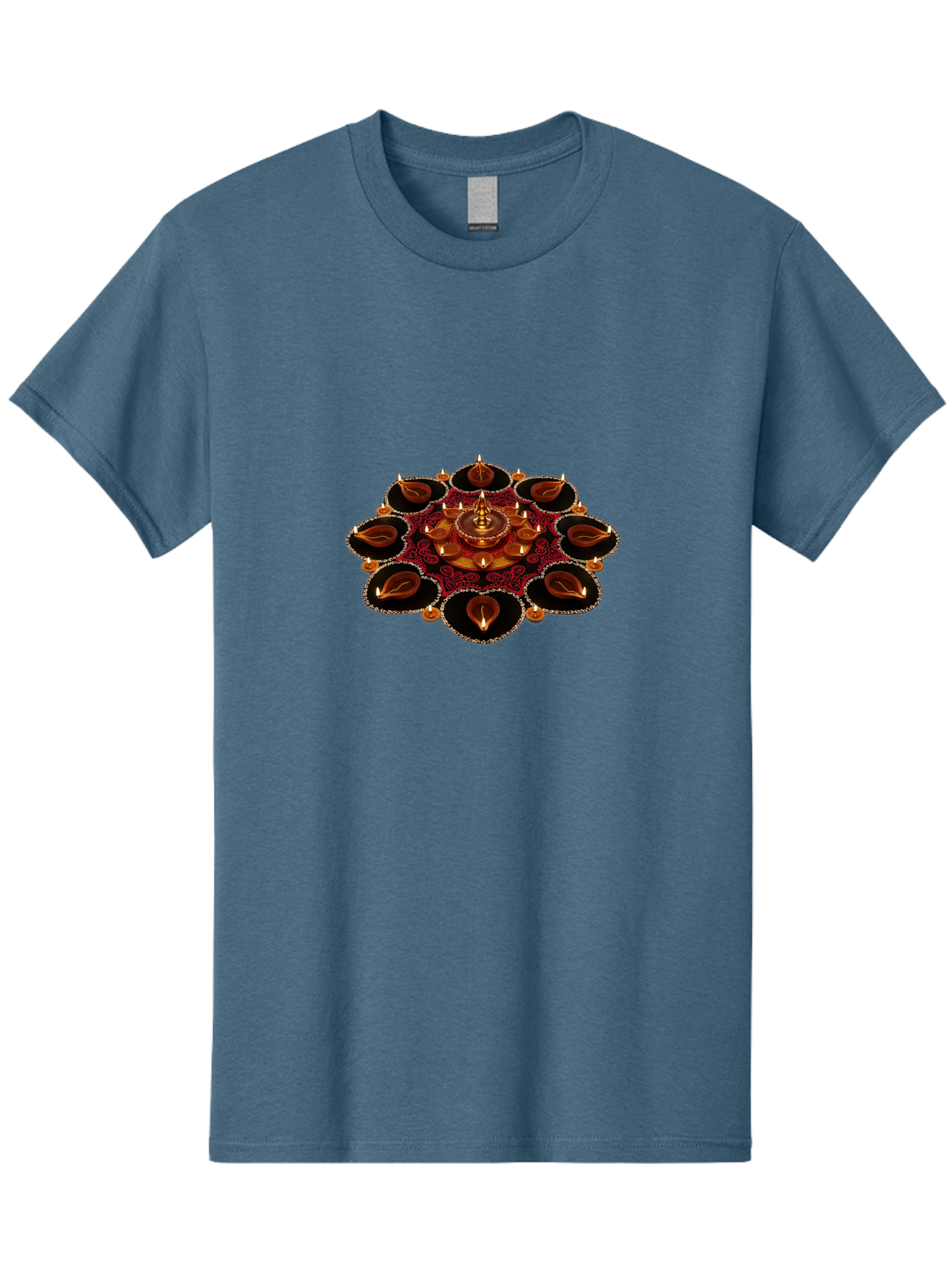 Diya-Lantern-Arrangement Men'S Graphic Tee, 100% Cotton, Comfortable Casual Summer Wear, Machine Washable, Diwali Decorations, Diya Lamps, Festive Lighting, Indian Culture, Traditional Diyas, Rangoli Design, Glowing Diyas, Intricate Patterns, Bad026