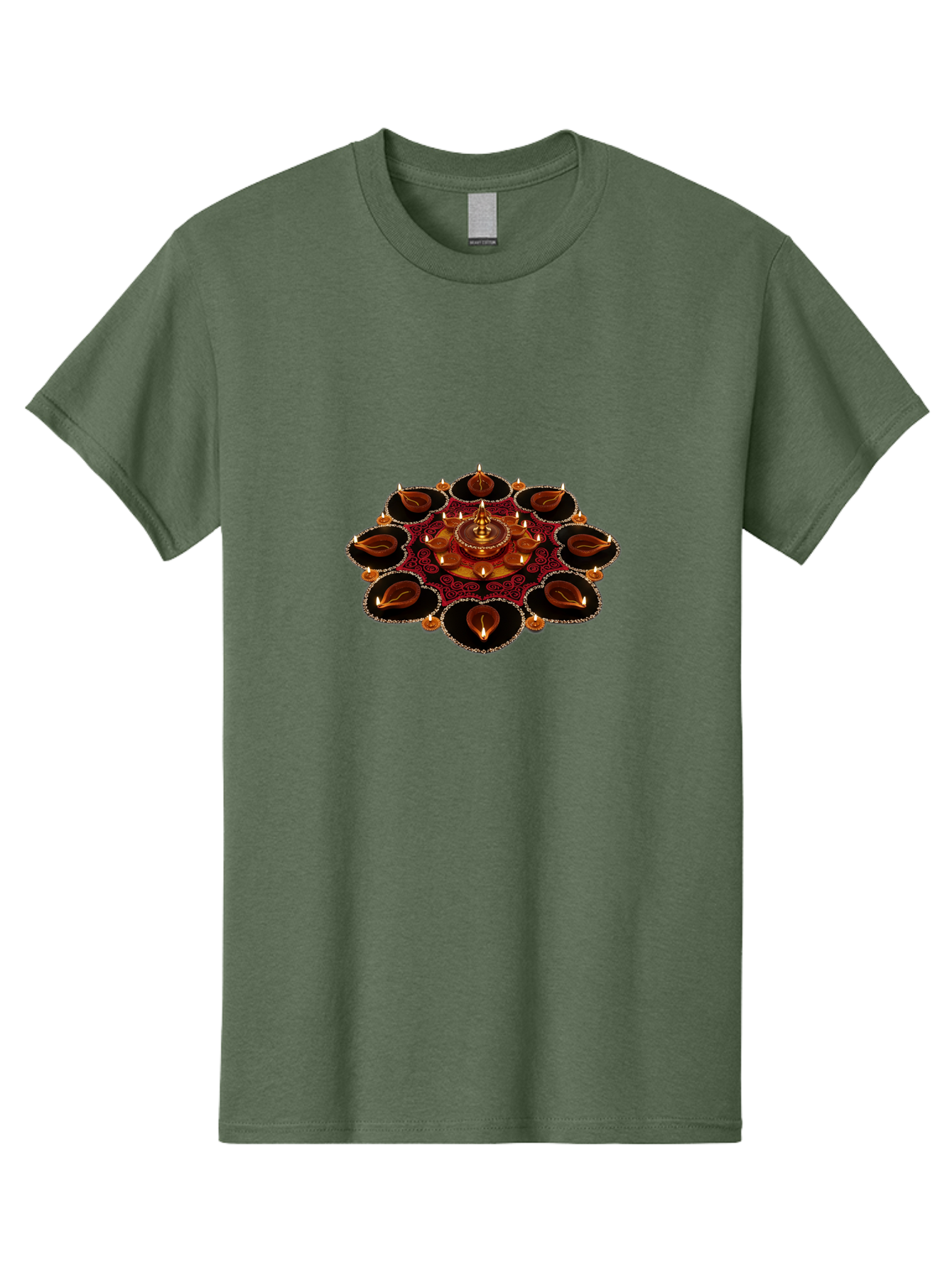 Diya-Lantern-Arrangement Men'S Graphic Tee, 100% Cotton, Comfortable Casual Summer Wear, Machine Washable, Diwali Decorations, Diya Lamps, Festive Lighting, Indian Culture, Traditional Diyas, Rangoli Design, Glowing Diyas, Intricate Patterns, Bad026