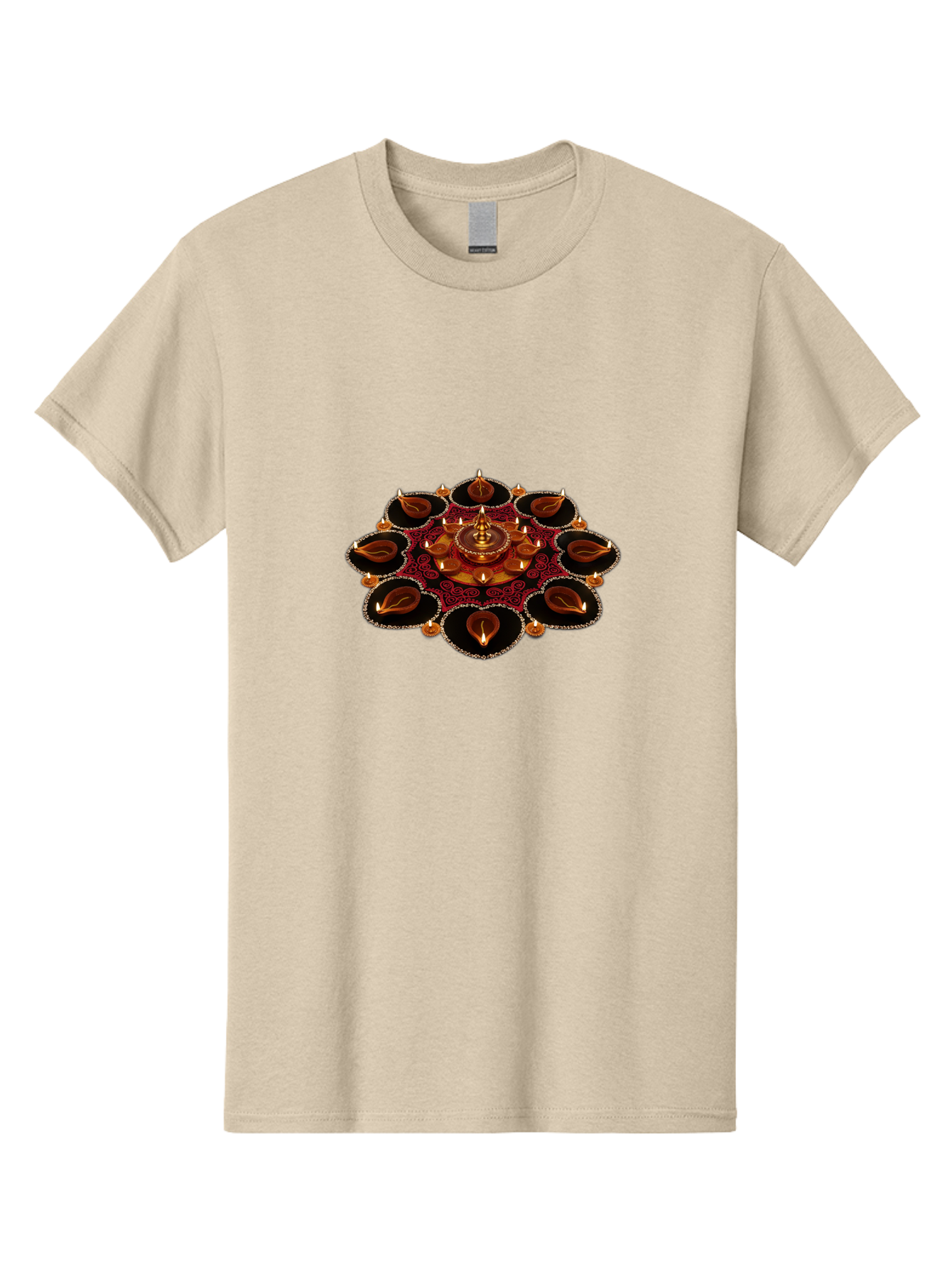 Diya-Lantern-Arrangement Men'S Graphic Tee, 100% Cotton, Comfortable Casual Summer Wear, Machine Washable, Diwali Decorations, Diya Lamps, Festive Lighting, Indian Culture, Traditional Diyas, Rangoli Design, Glowing Diyas, Intricate Patterns, Bad026