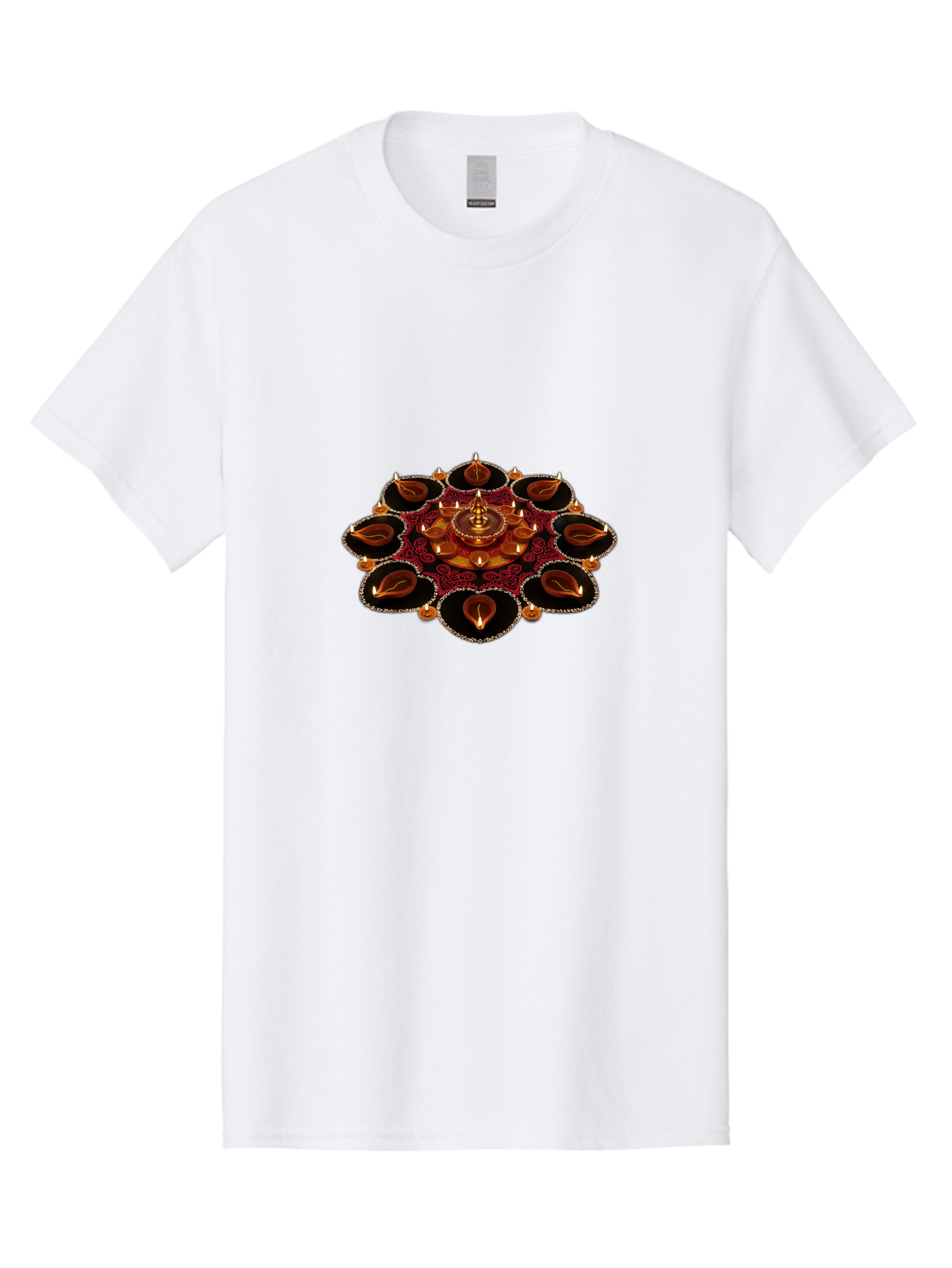 Diya-Lantern-Arrangement Men'S Graphic Tee, 100% Cotton, Comfortable Casual Summer Wear, Machine Washable, Diwali Decorations, Diya Lamps, Festive Lighting, Indian Culture, Traditional Diyas, Rangoli Design, Glowing Diyas, Intricate Patterns, Bad026