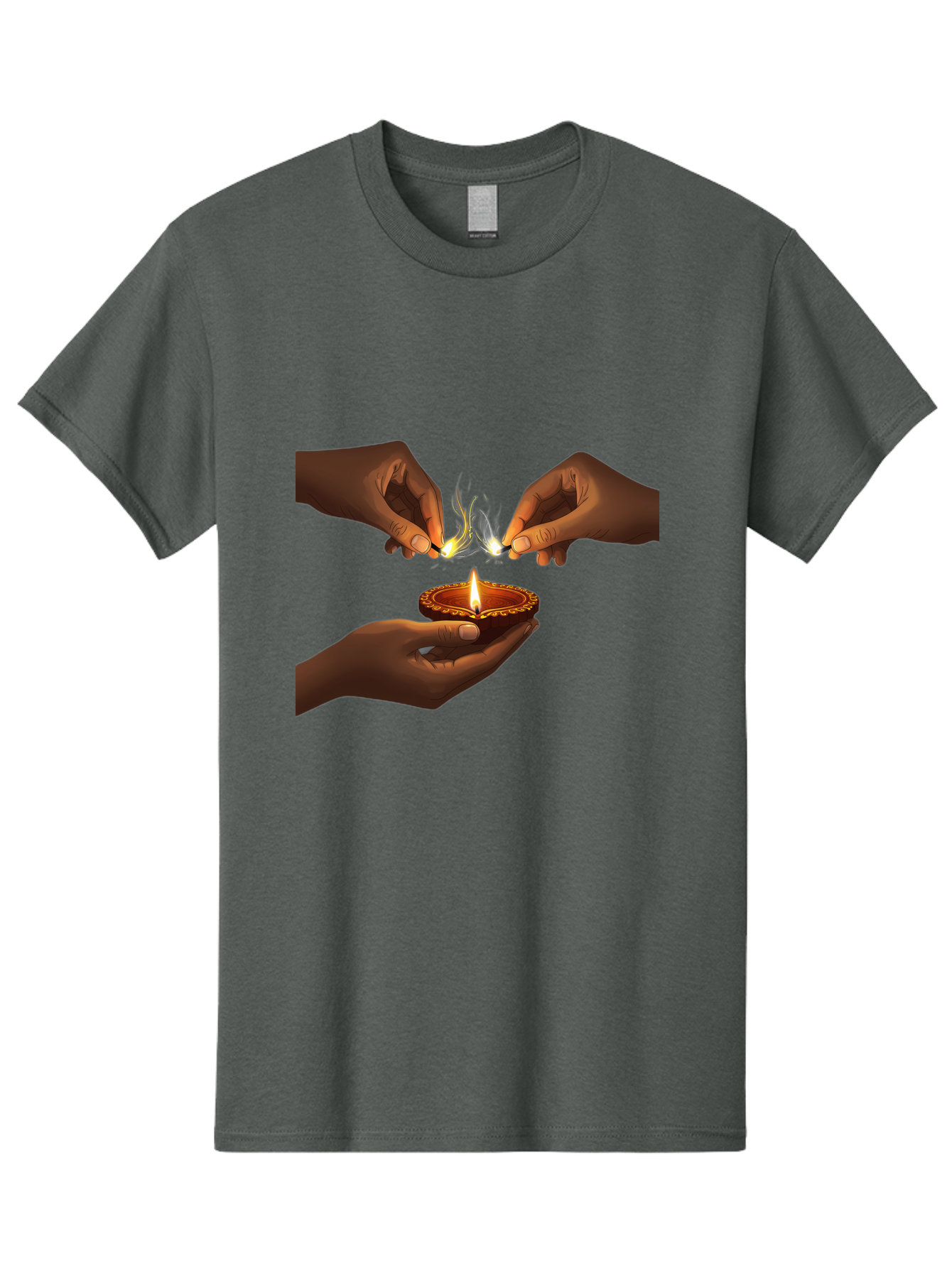 Diya-Lighting Men'S Graphic Tee, 100% Cotton, Comfortable Casual Summer Wear, Machine Washable, Lighting Diya, Traditional Indian Lamp, Unity In Diversity, Cultural Heritage, Festive Atmosphere, Togetherness, Harmony, Diwali Celebration Bad027