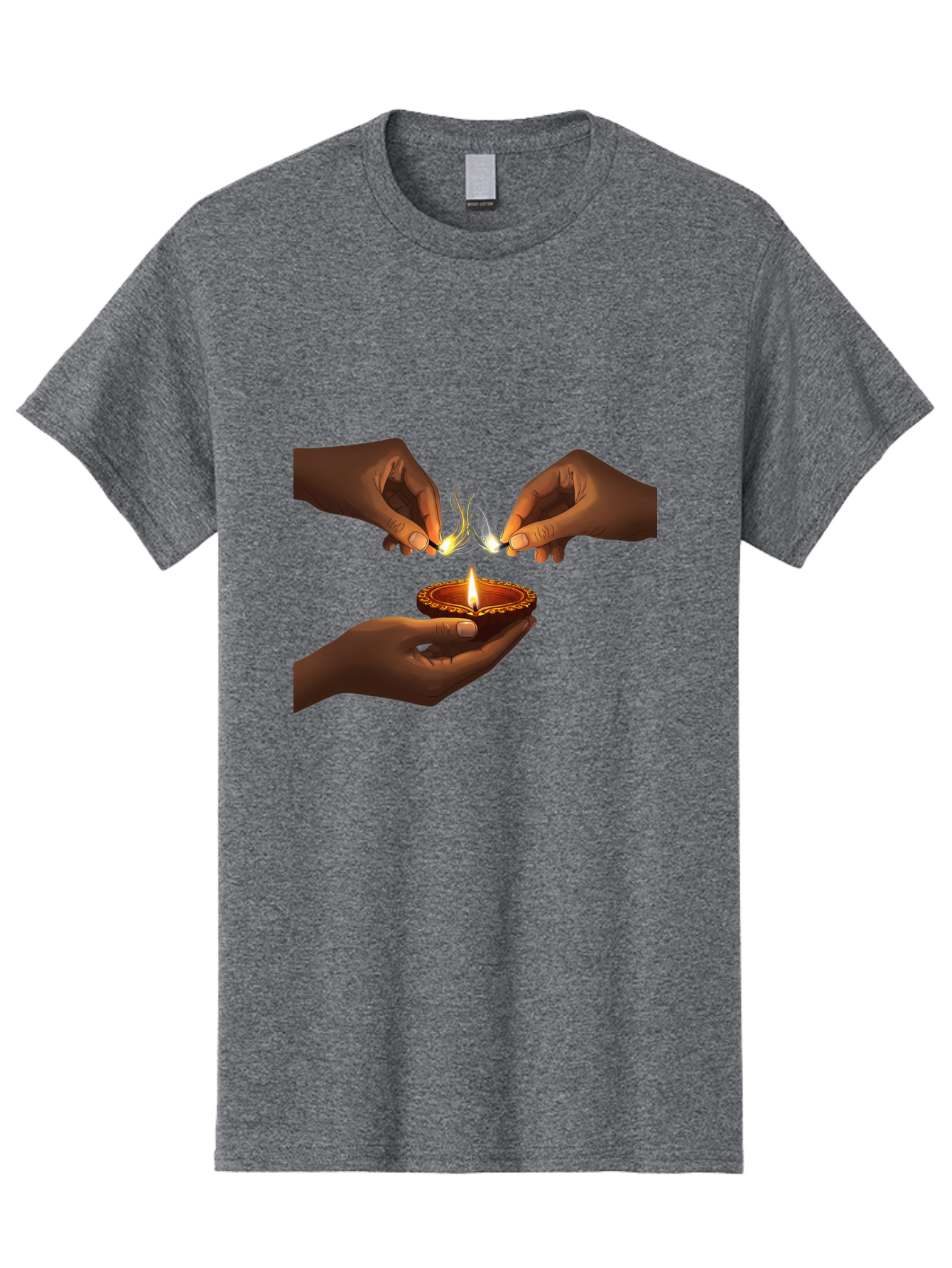 Diya-Lighting Men'S Graphic Tee, 100% Cotton, Comfortable Casual Summer Wear, Machine Washable, Lighting Diya, Traditional Indian Lamp, Unity In Diversity, Cultural Heritage, Festive Atmosphere, Togetherness, Harmony, Diwali Celebration Bad027