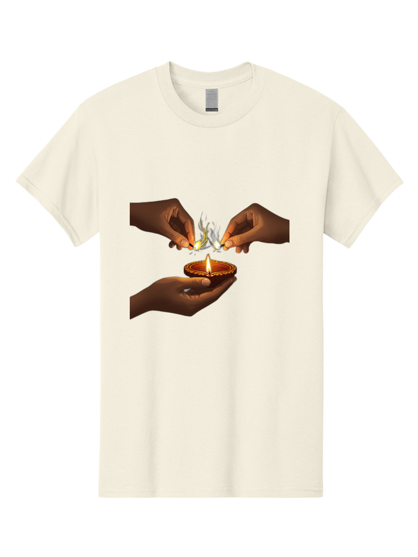 Diya-Lighting Men'S Graphic Tee, 100% Cotton, Comfortable Casual Summer Wear, Machine Washable, Lighting Diya, Traditional Indian Lamp, Unity In Diversity, Cultural Heritage, Festive Atmosphere, Togetherness, Harmony, Diwali Celebration Bad027