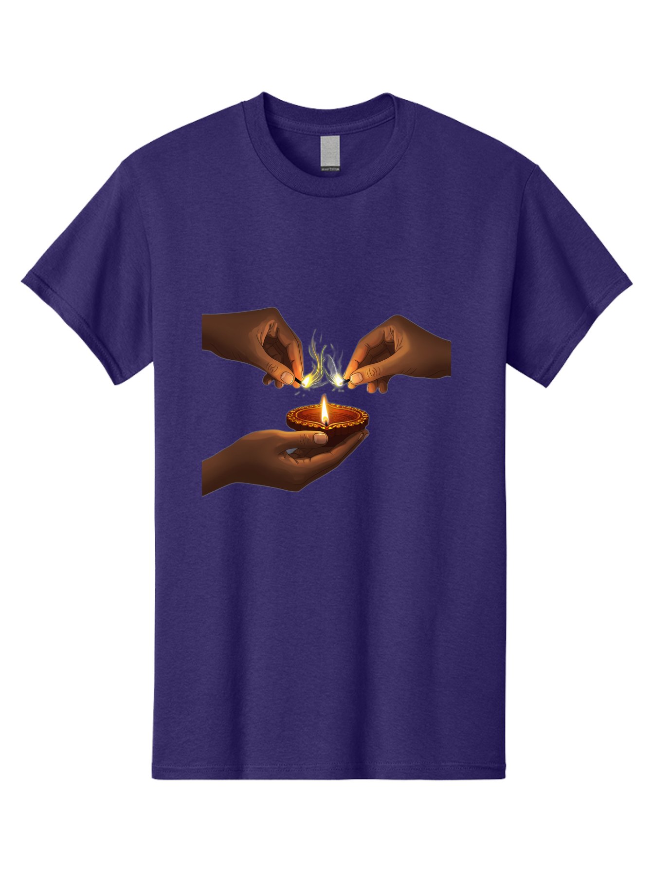 Diya-Lighting Men'S Graphic Tee, 100% Cotton, Comfortable Casual Summer Wear, Machine Washable, Lighting Diya, Traditional Indian Lamp, Unity In Diversity, Cultural Heritage, Festive Atmosphere, Togetherness, Harmony, Diwali Celebration Bad027